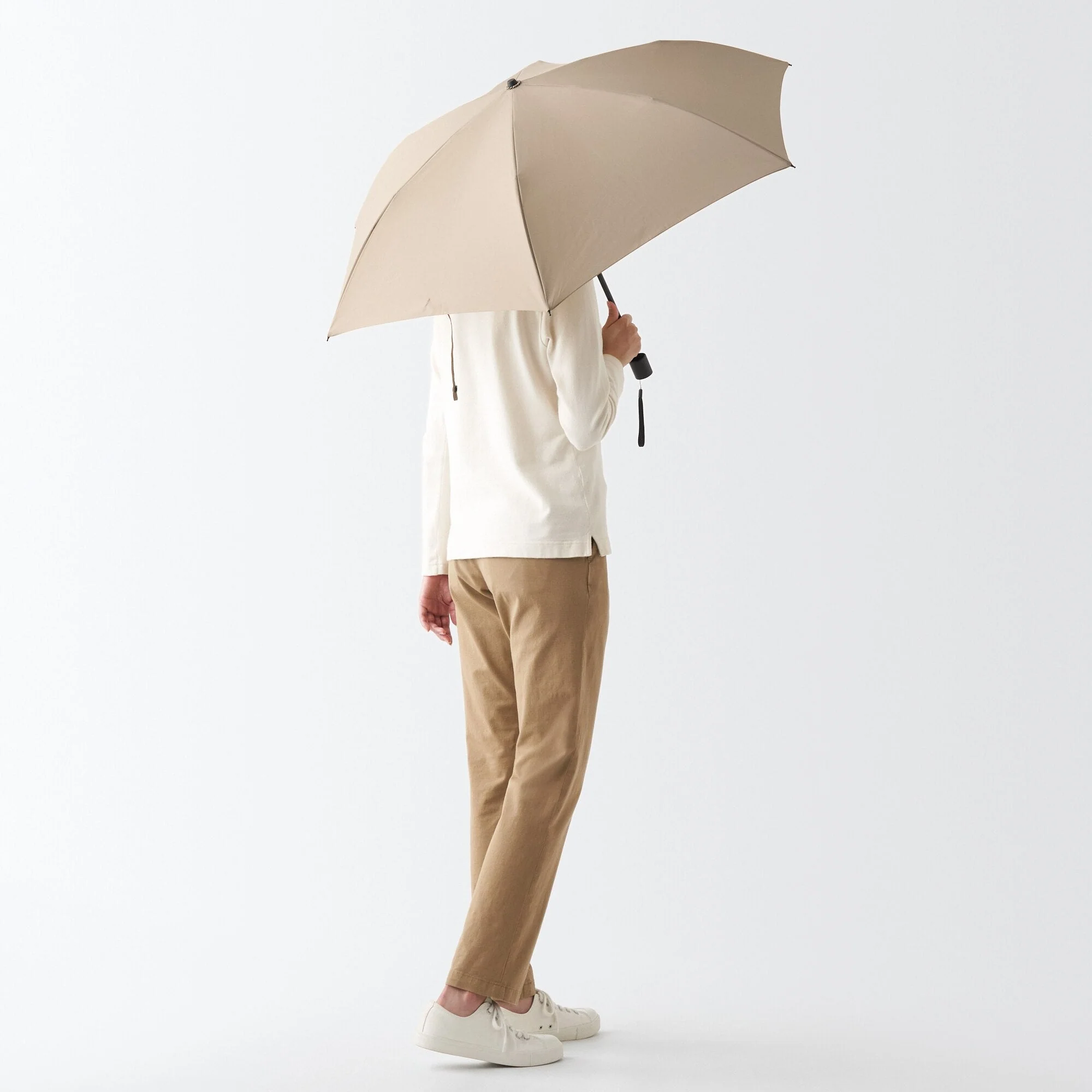 2 Way Foldable Umbrella Beige - Image 2