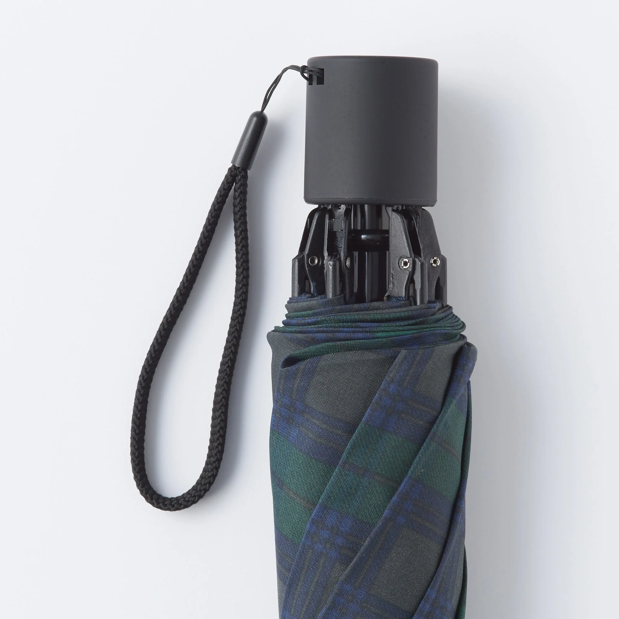 2 Way Foldable Umbrella - Dark Green Check - Image 4