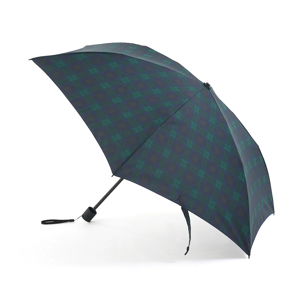 2 Way Foldable Umbrella - Dark Green Check - Image 2