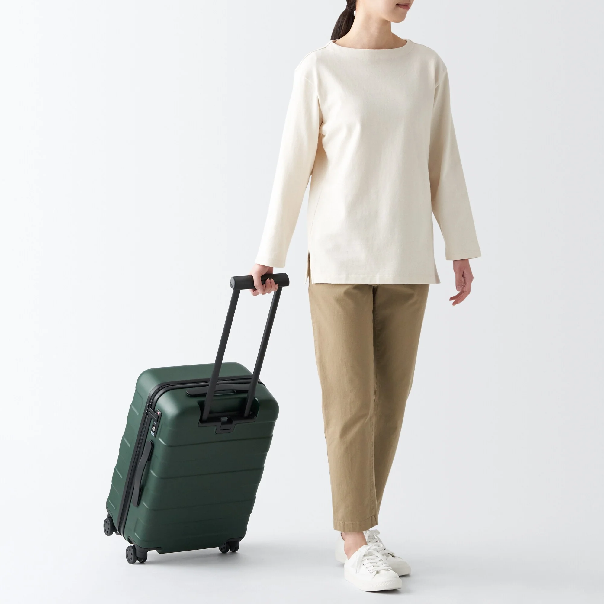 Adjustable Handle Hard Shell Suitcase 36L - Khaki Green | Carry-On - Image 16