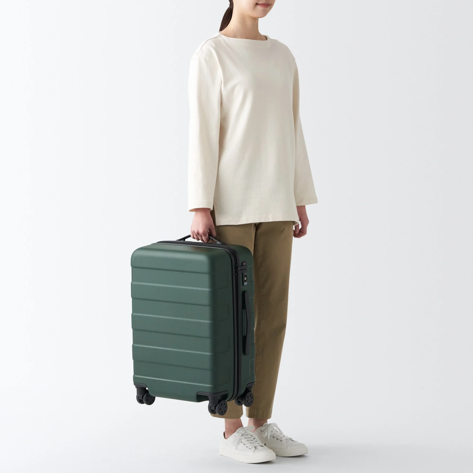 Adjustable Handle Hard Shell Suitcase 36L - Khaki Green | Carry-On - Image 18
