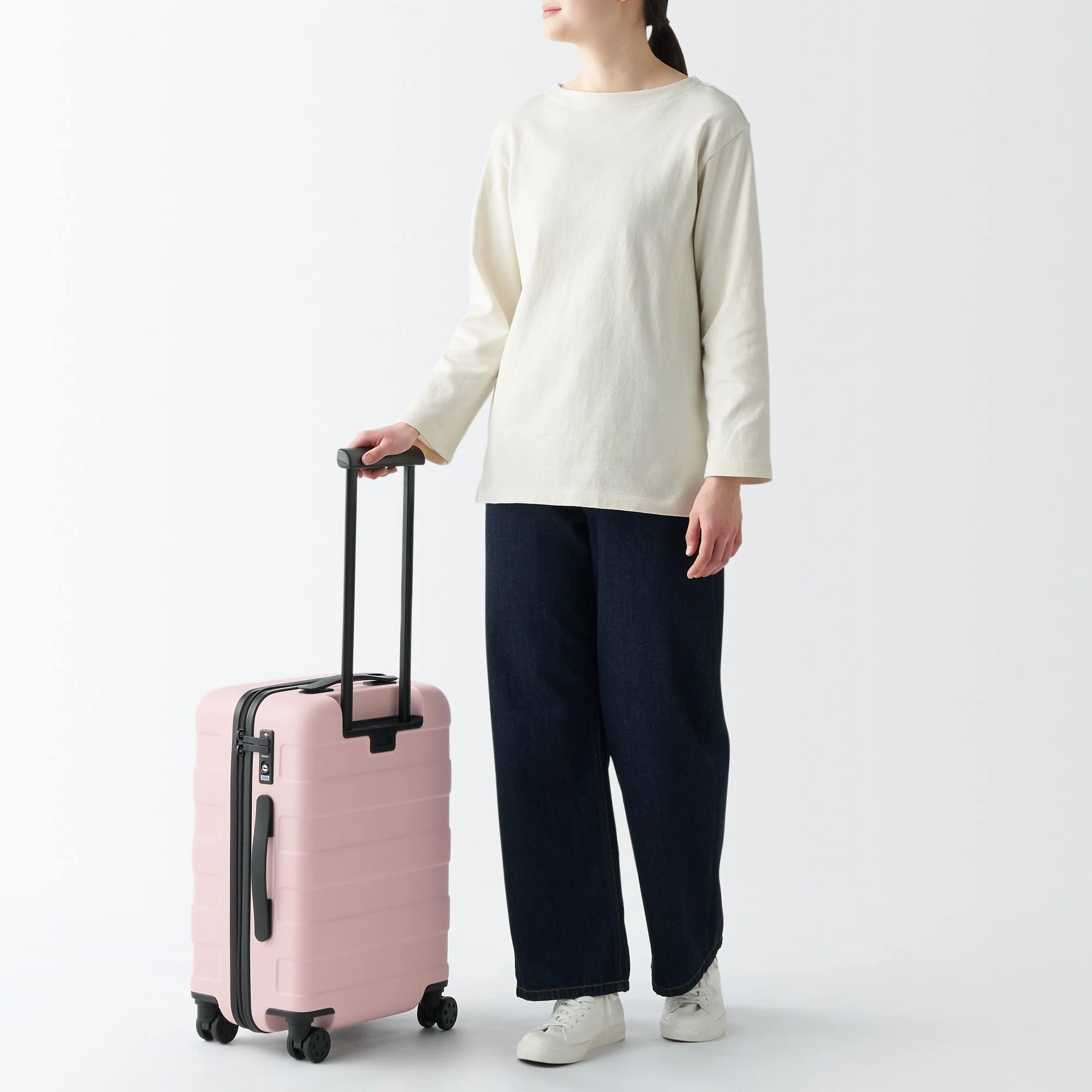 Adjustable Handle Hard Shell Suitcase 36L - Light Pink | Carry-On - Image 2