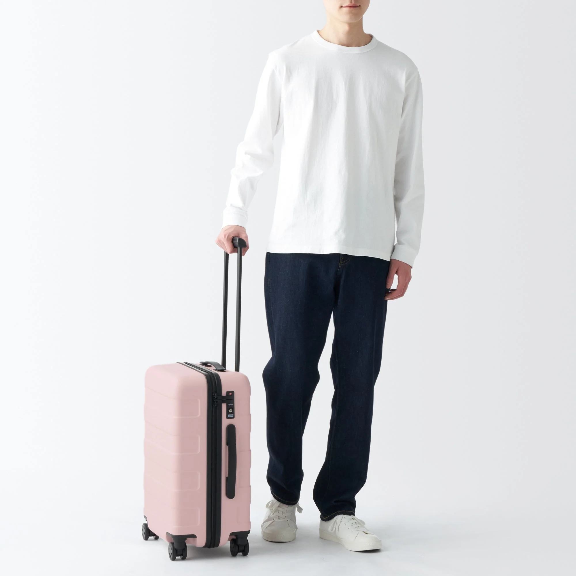 Adjustable Handle Hard Shell Suitcase 36L - Light Pink | Carry-On - Image 3