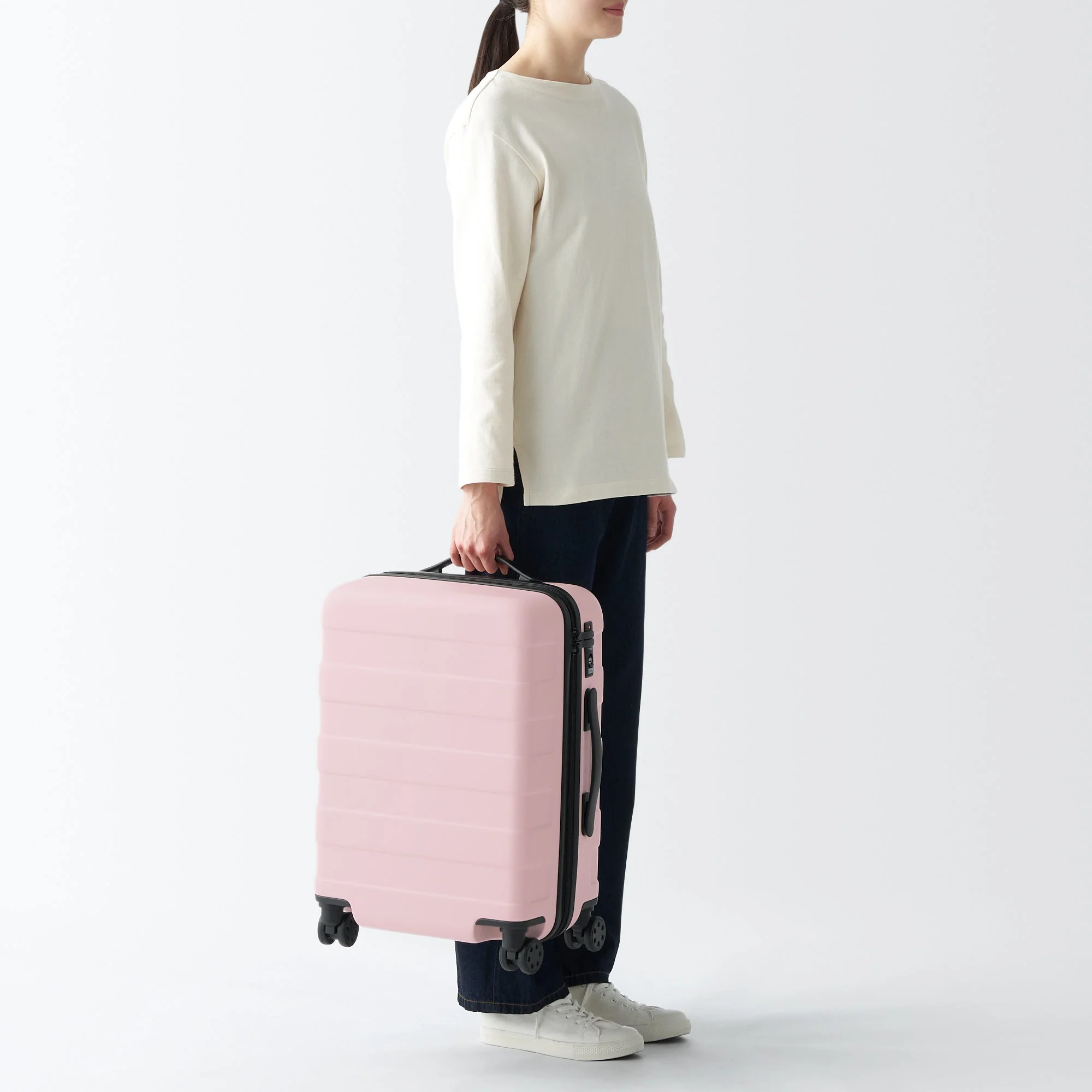Adjustable Handle Hard Shell Suitcase 36L - Light Pink | Carry-On - Image 4