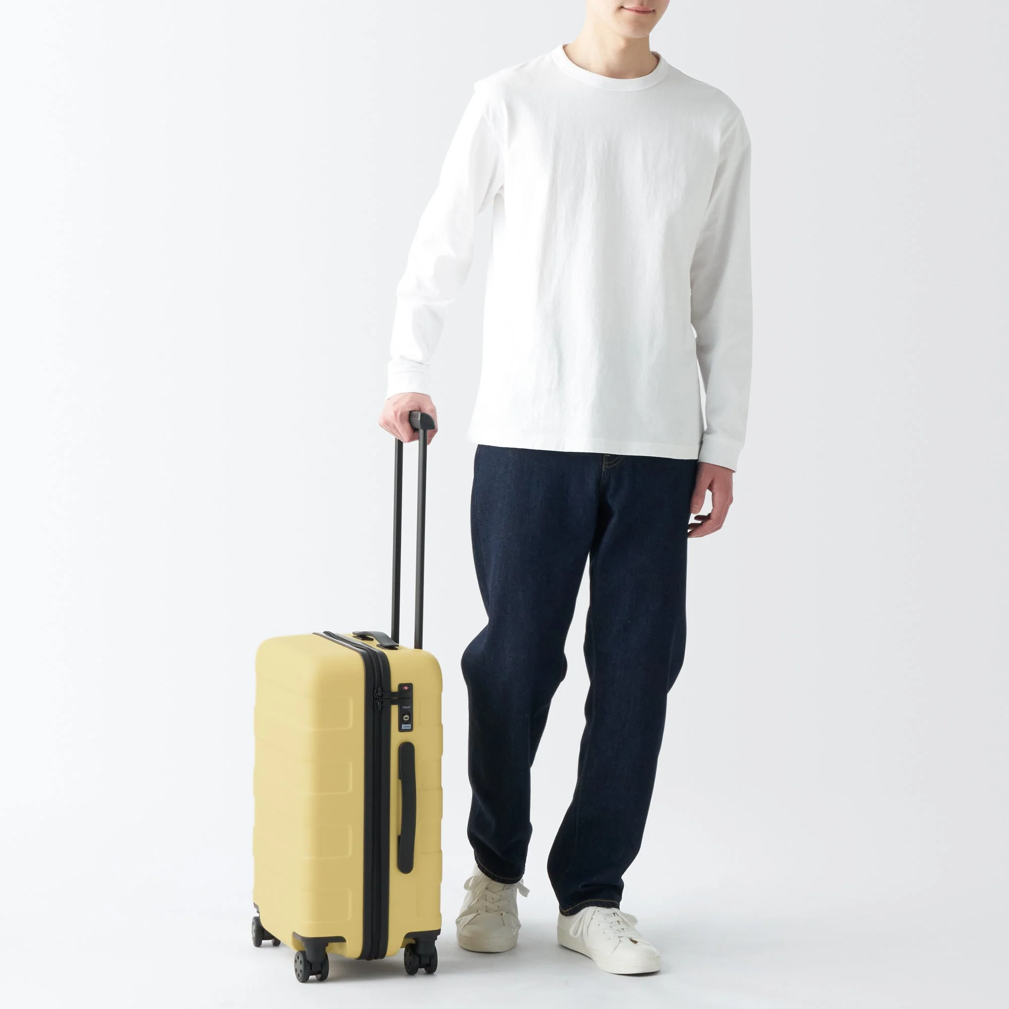 Adjustable Handle Hard Shell Suitcase 36L - Light Yellow | Carry-On - Image 2