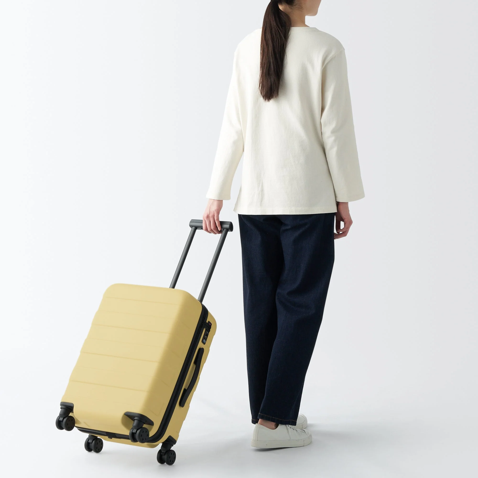 Adjustable Handle Hard Shell Suitcase 36L - Light Yellow | Carry-On - Image 3