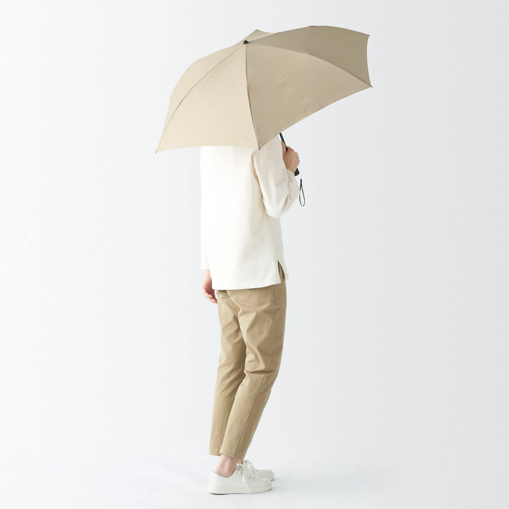 All-Weather 2-Way Foldable Umbrella - Beige - Image 3