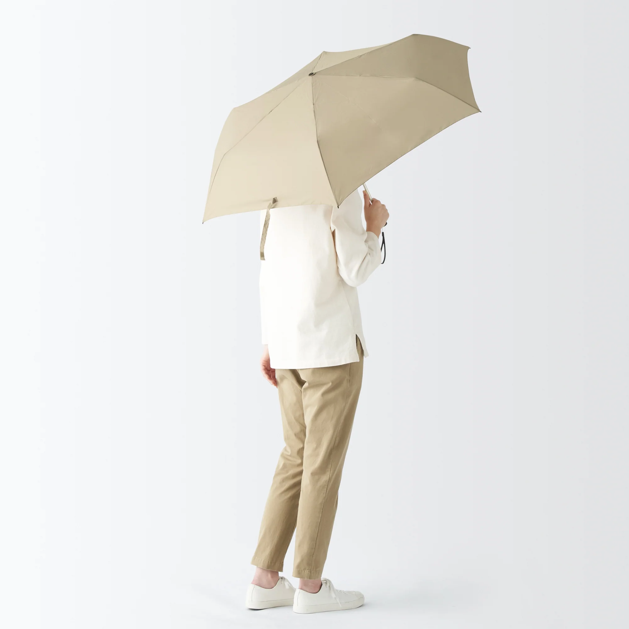 All-Weather Foldable Umbrella Beige