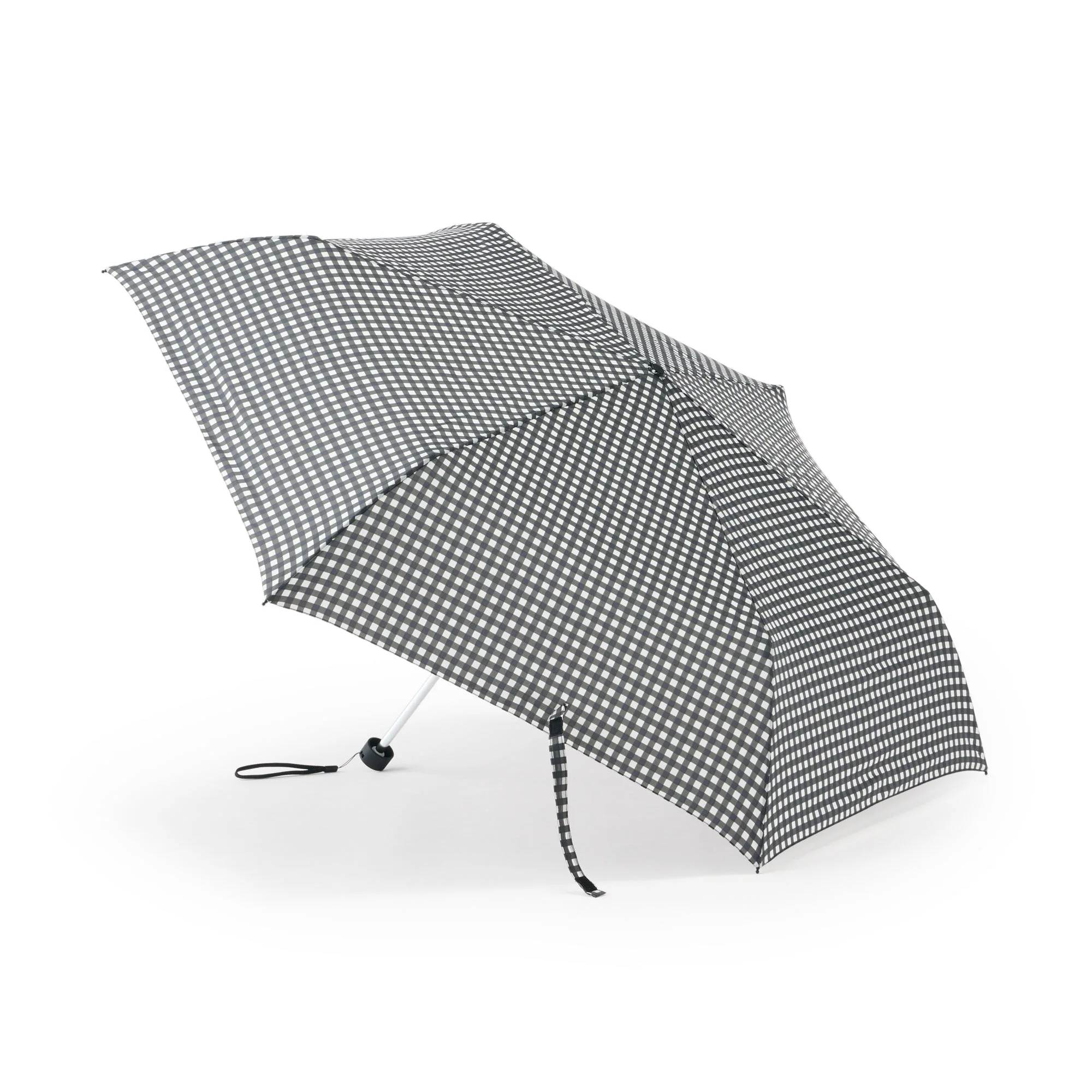 All-Weather Foldable Umbrella Black Check - Image 2