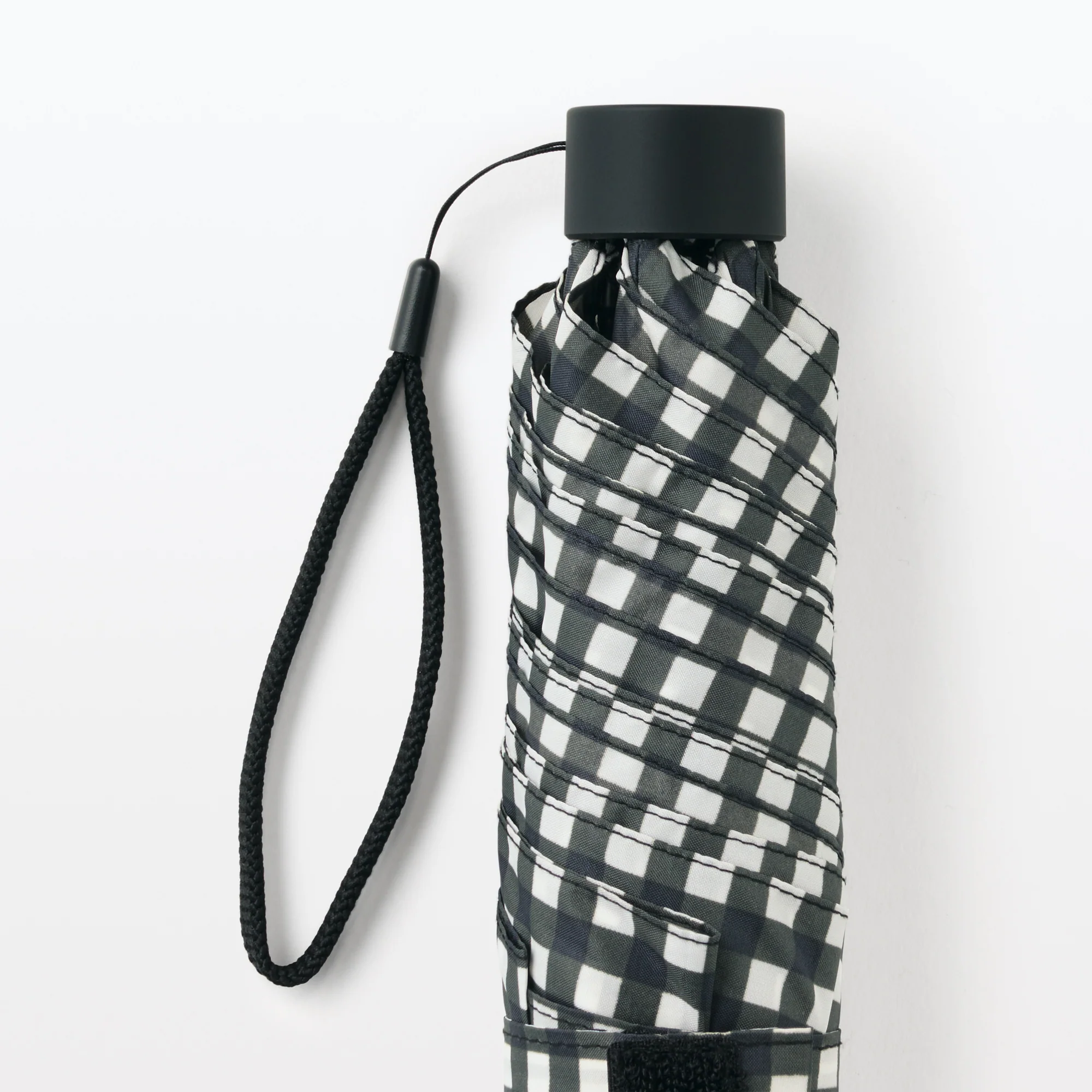 All-Weather Foldable Umbrella Black Check - Image 4