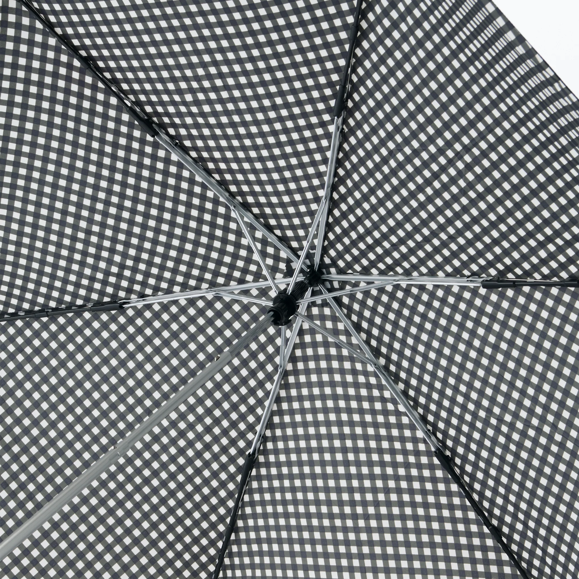 All-Weather Foldable Umbrella Black Check - Image 7