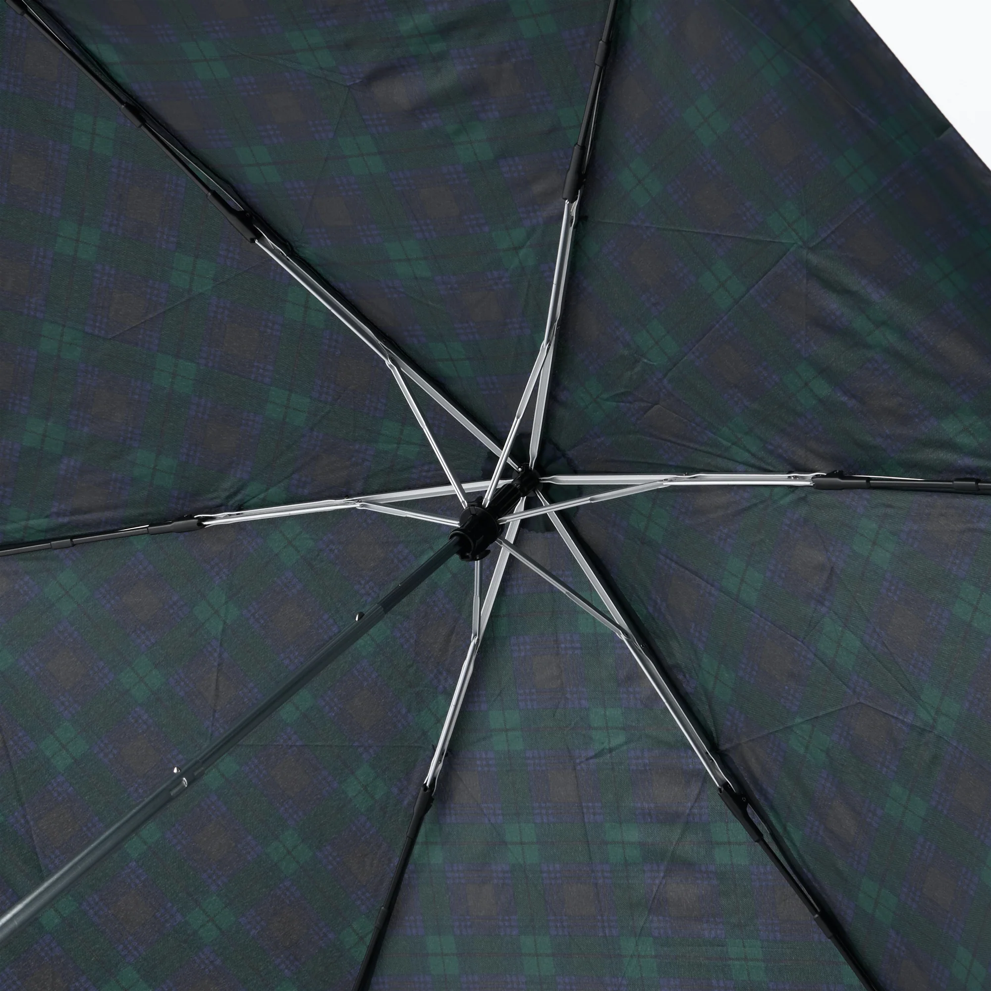 All-Weather Foldable Umbrella Dark Green Check - Image 7