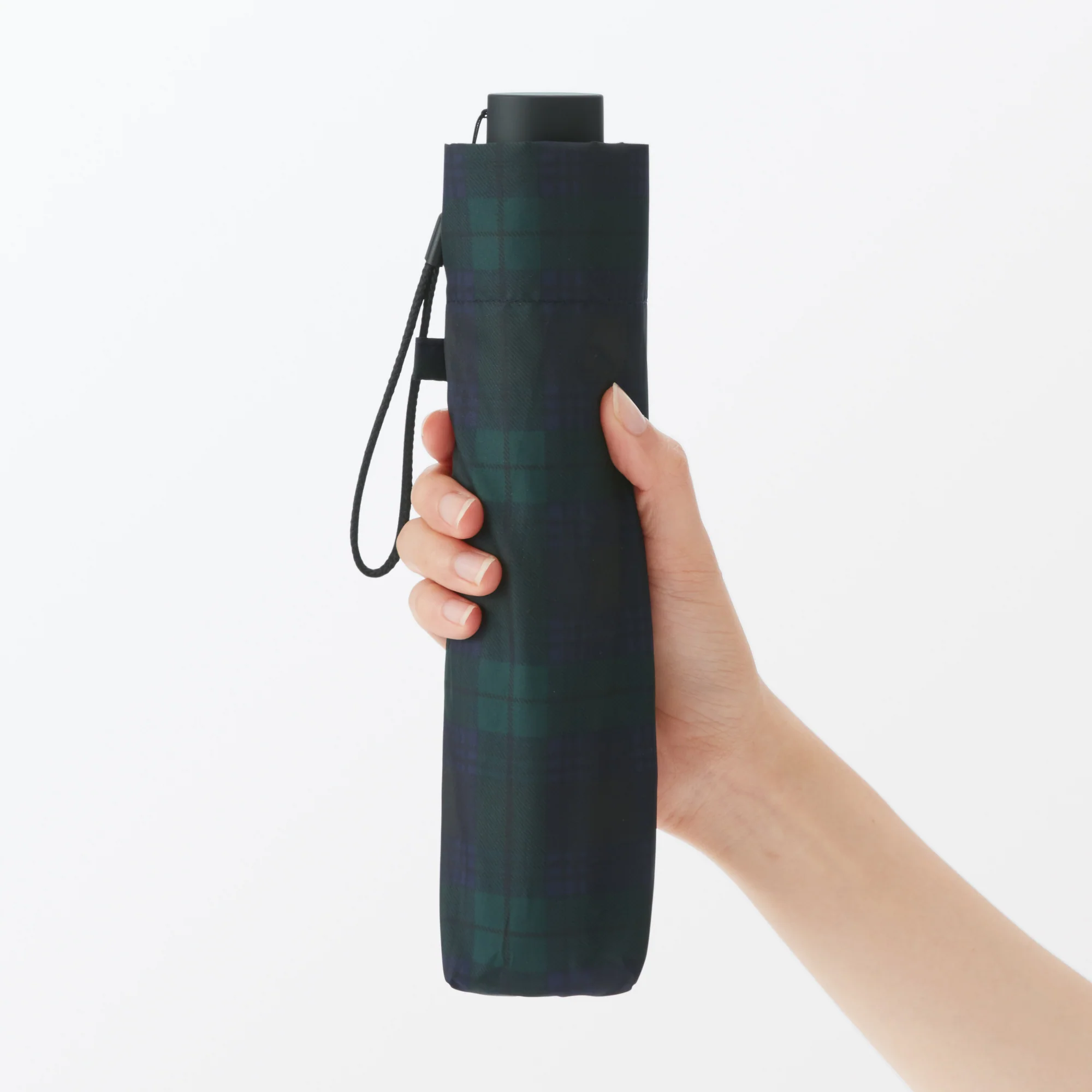 All-Weather Foldable Umbrella Dark Green Check - Image 9
