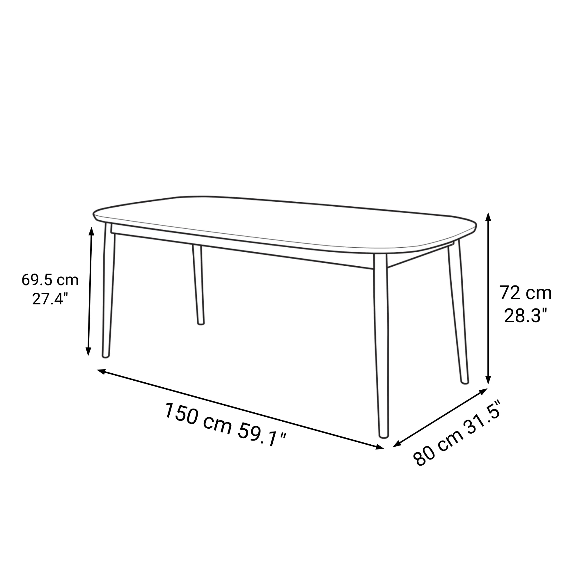 [HD] Beech Wood Table with Round Legs - W 59.1" - Image 8