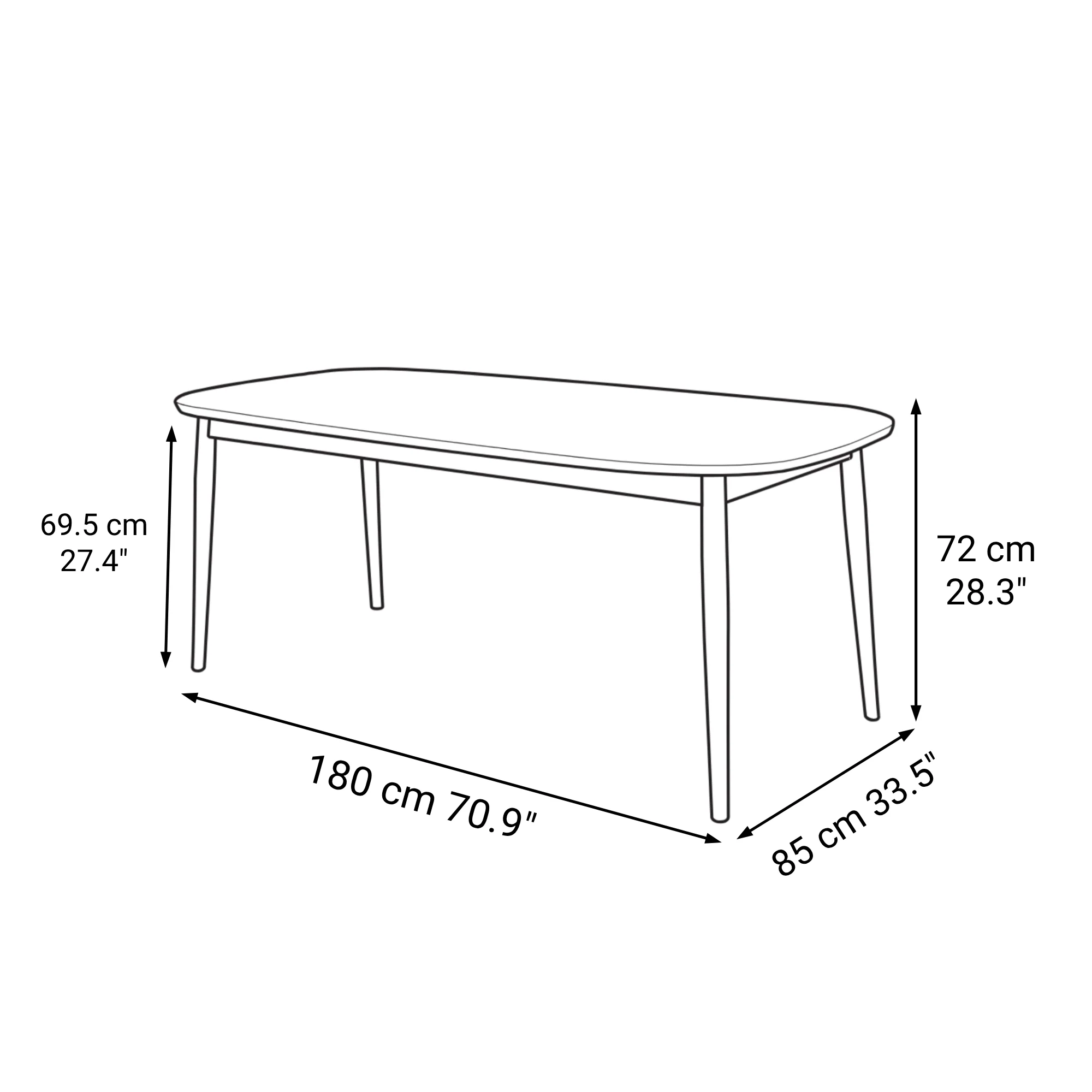 [HD] Beech Wood Table with Round Legs - W 70.9" - Image 8