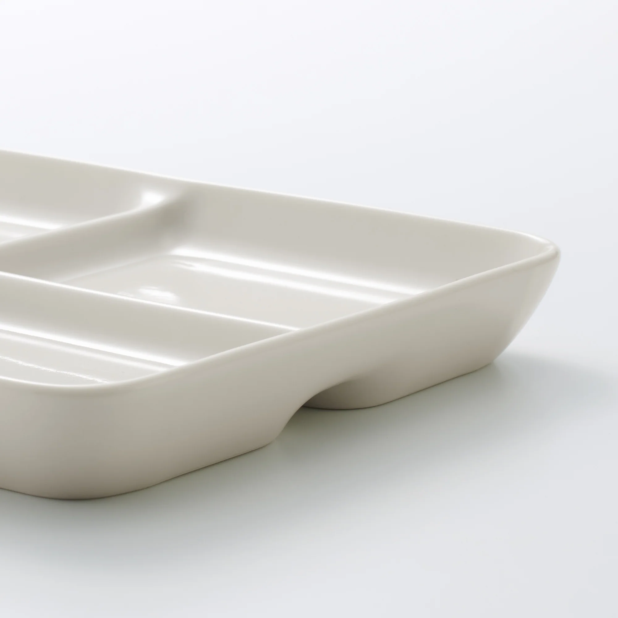 Beige Porcelain Square Plate with Partition - Image 11