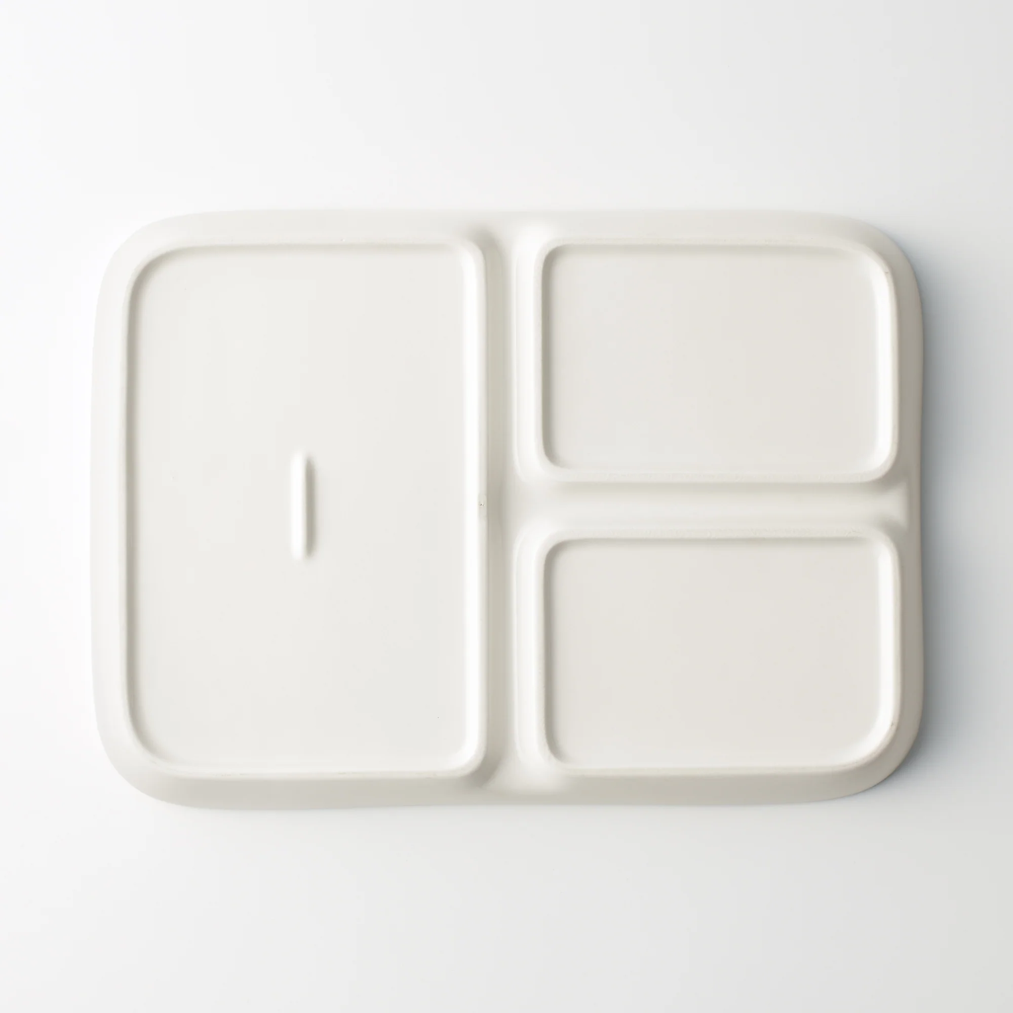 Beige Porcelain Square Plate with Partition - Image 4