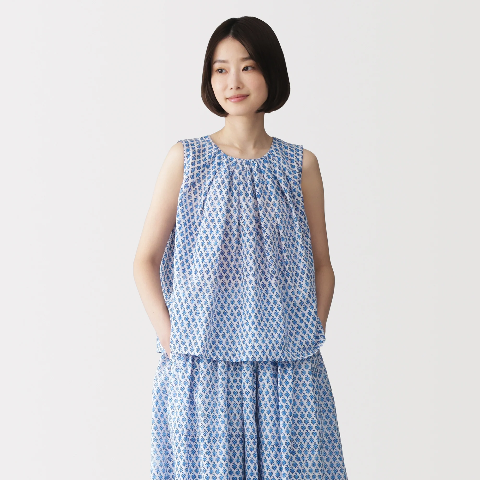 Block Print Sleeveless Blouse