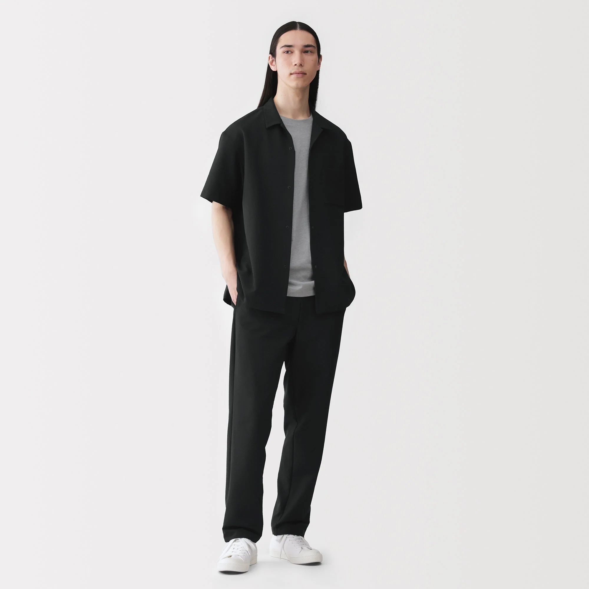 Breathable Seersucker Open Collar Shirt - Image 20