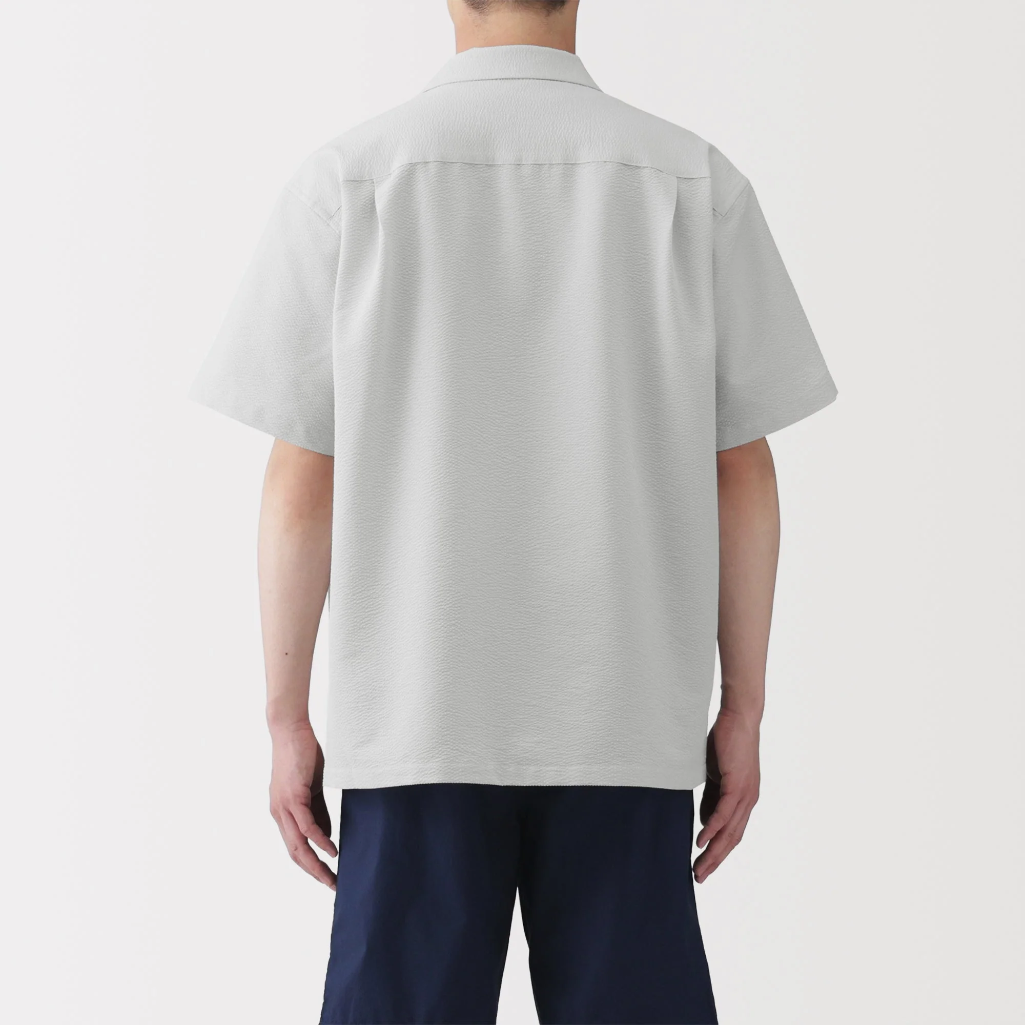 Breathable Seersucker Open Collar Shirt - Image 30