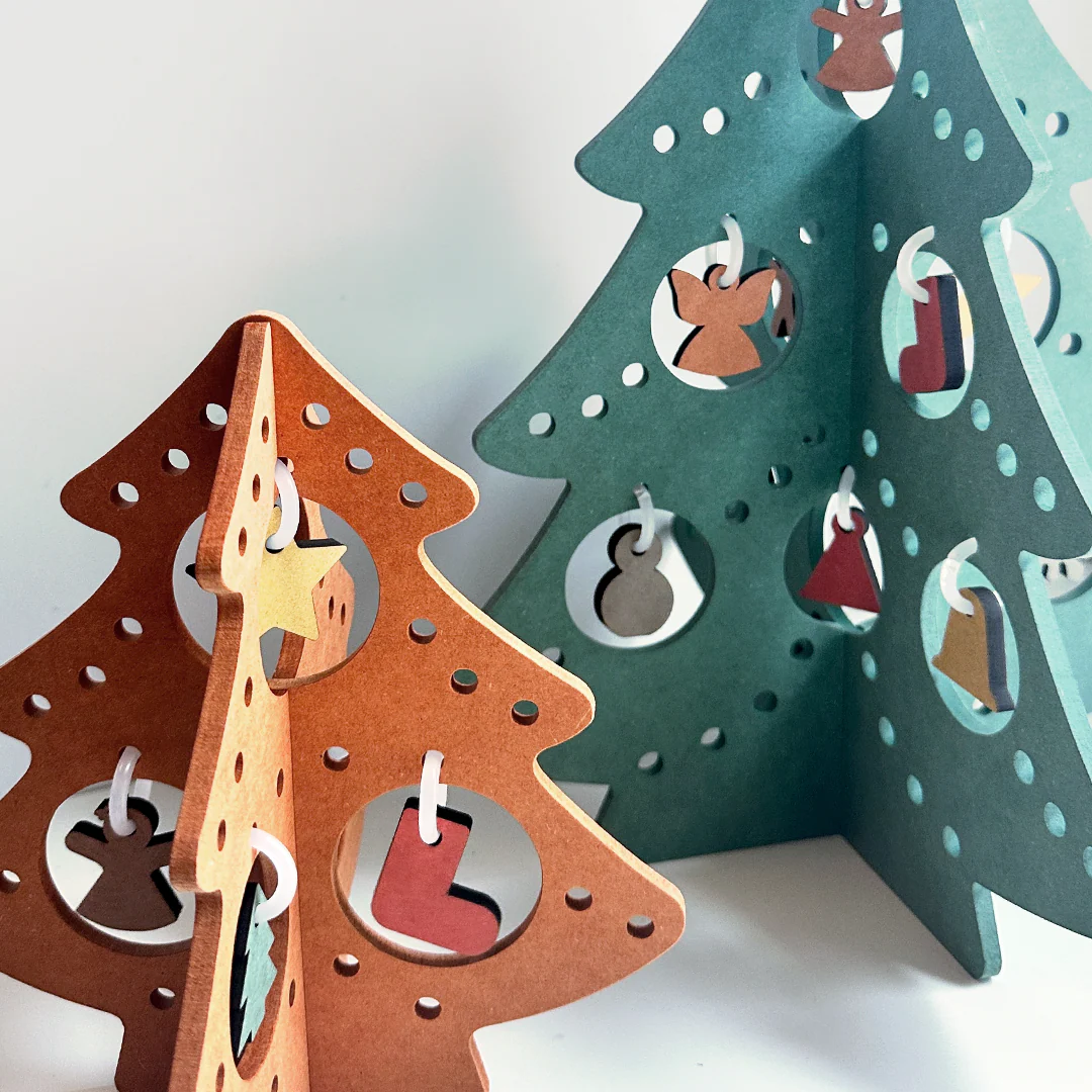 Color MDF Christmas Tree - Orange - Large - Image 4
