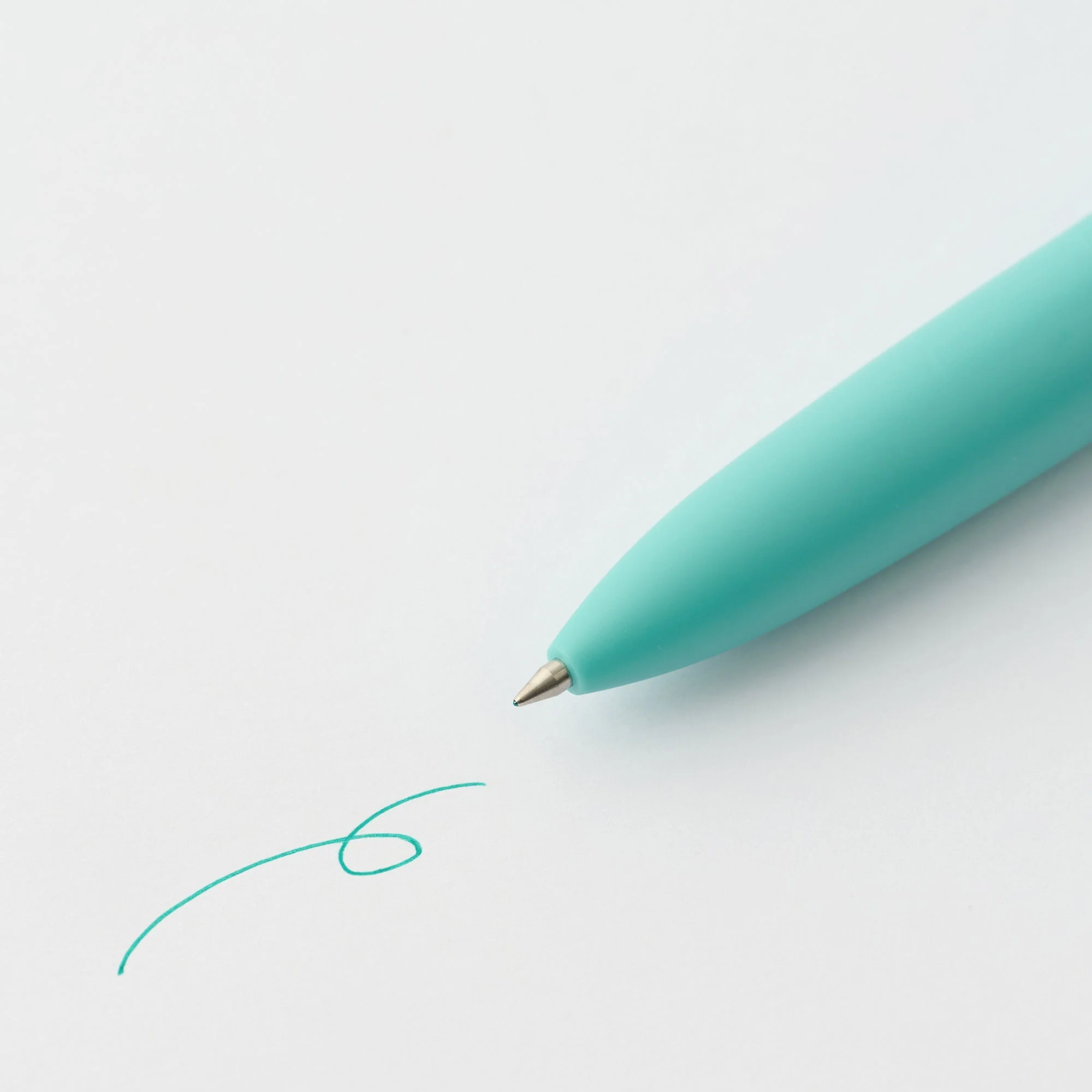 Compact Gel Ink Ballpoint Pen Knock Type 0.5 mm - Cyan - Image 2