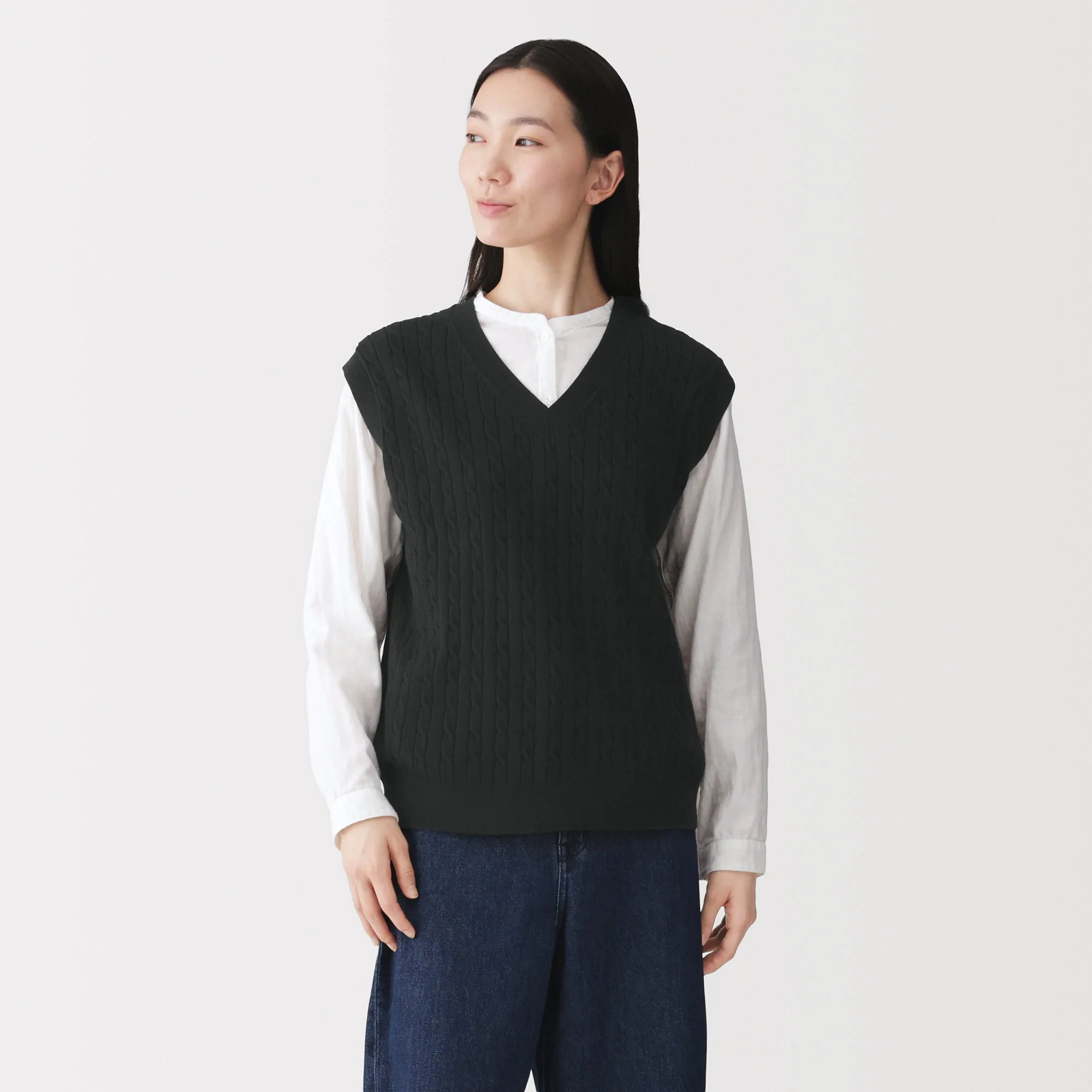 Cotton Blend Cable Vest