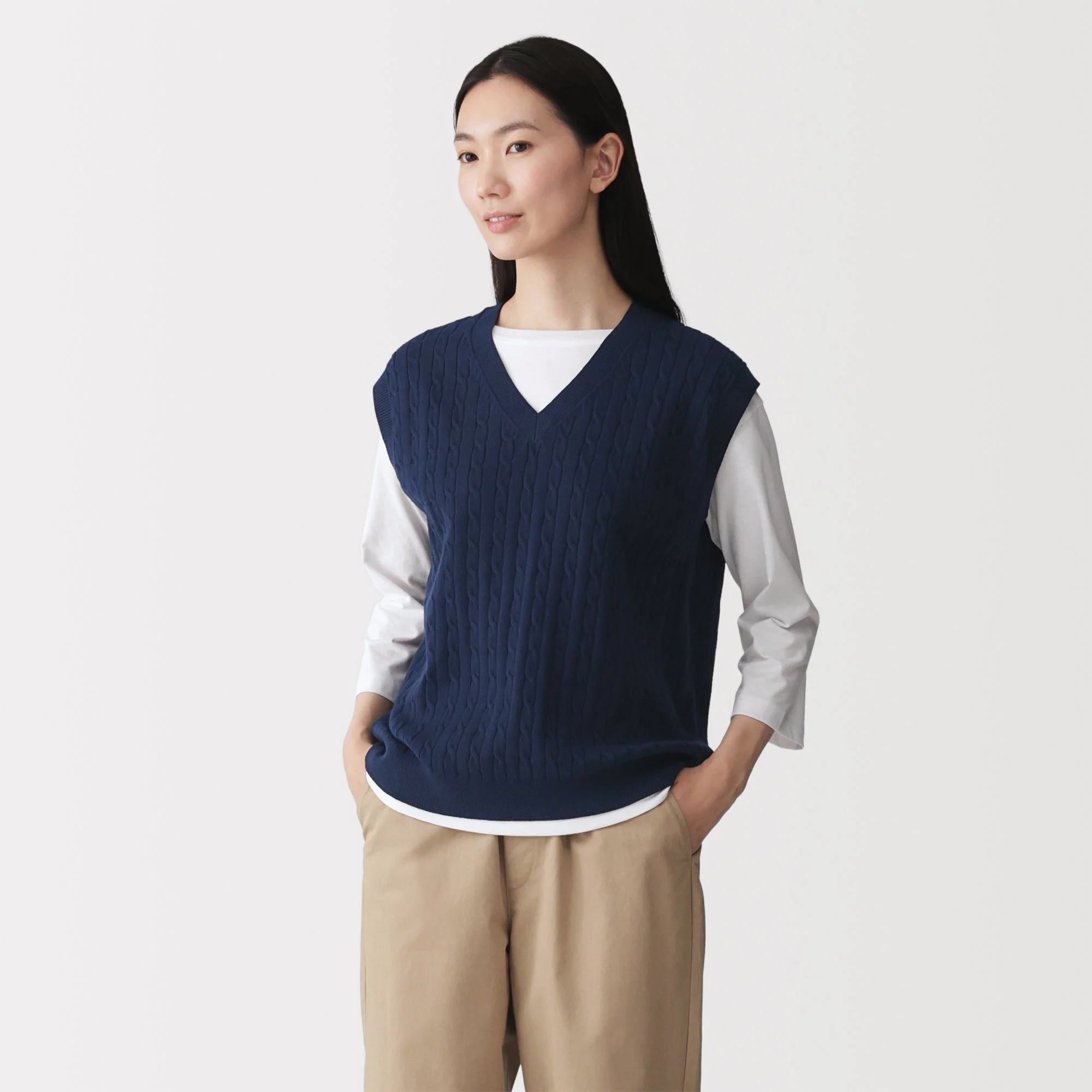 Cotton Blend Cable Vest - Image 17
