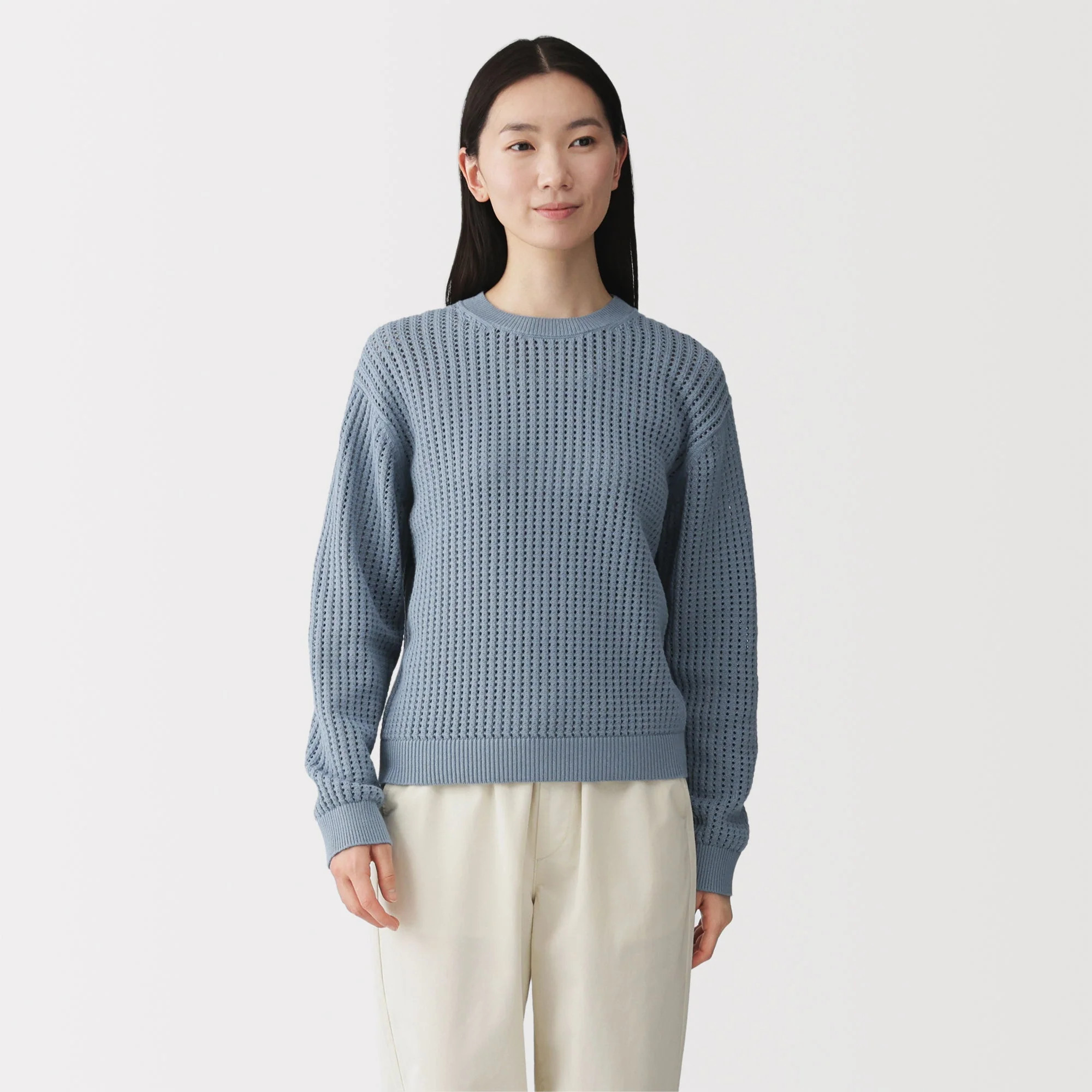 Cotton Blend Mesh Sweater - Image 11