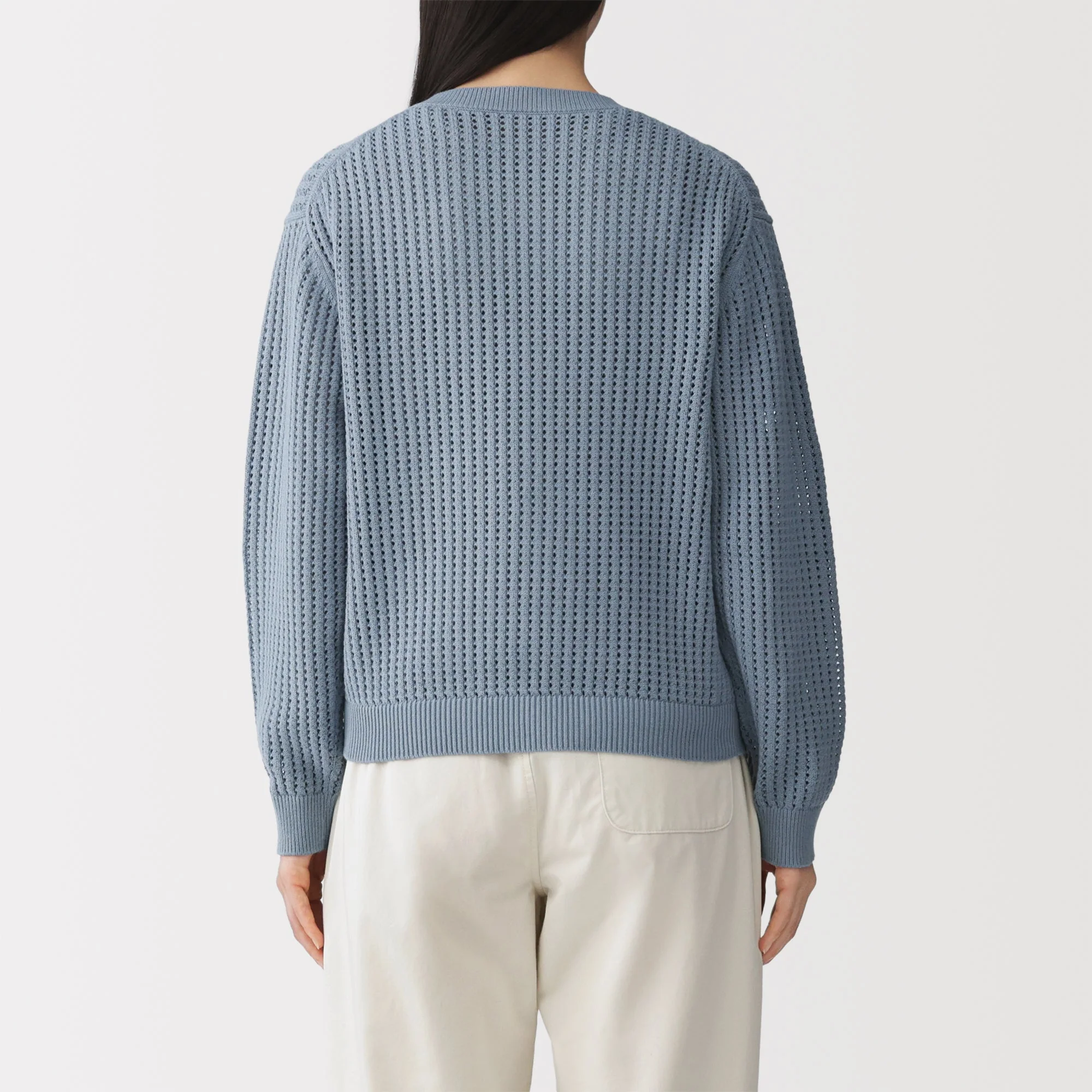 Cotton Blend Mesh Sweater - Image 14