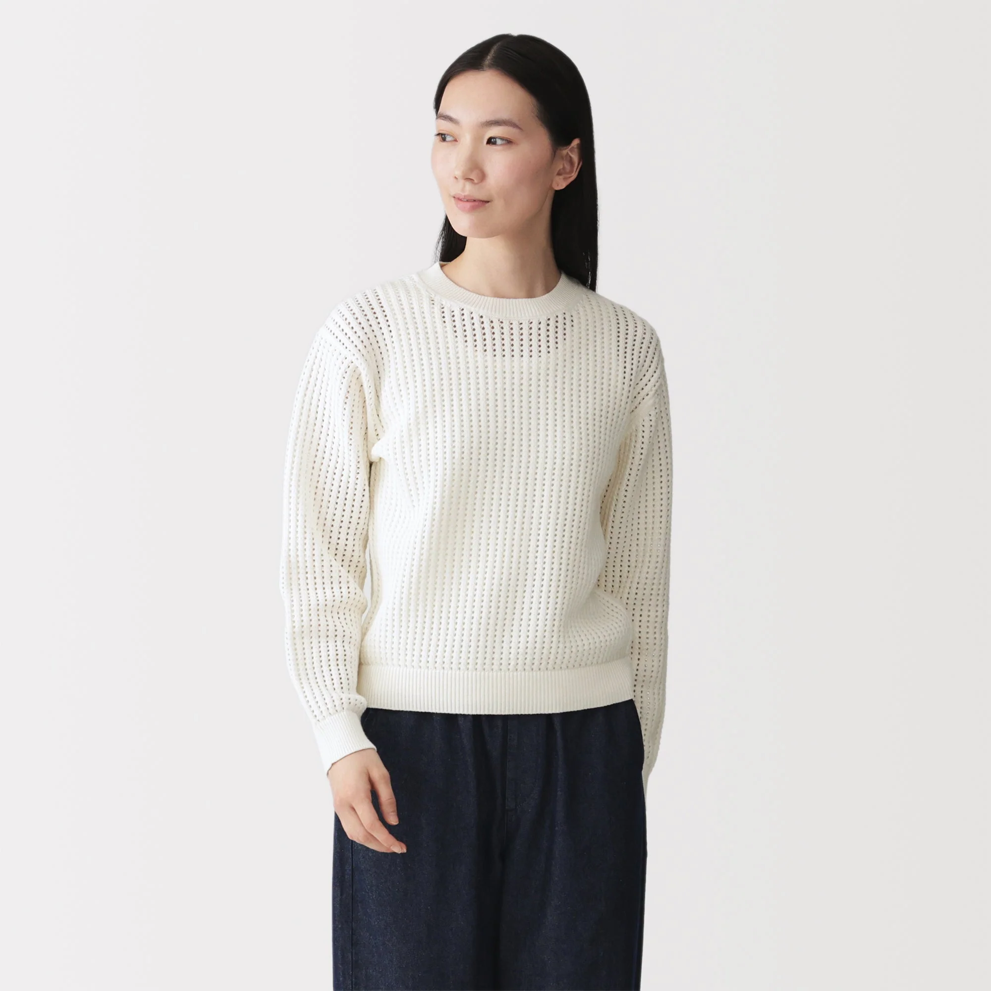 Cotton Blend Mesh Sweater - Image 19