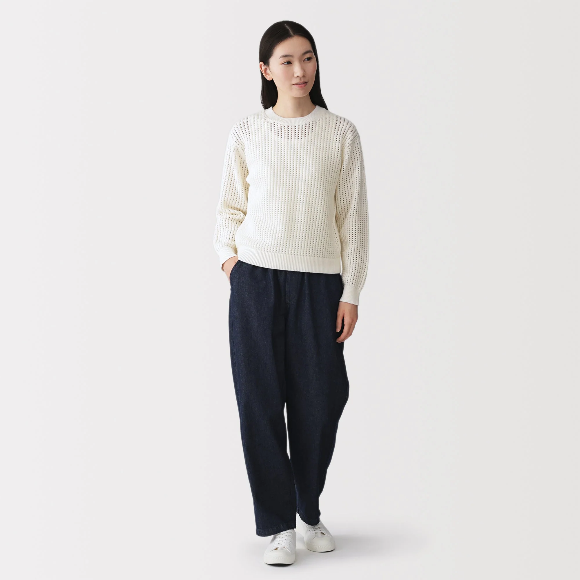 Cotton Blend Mesh Sweater - Image 20