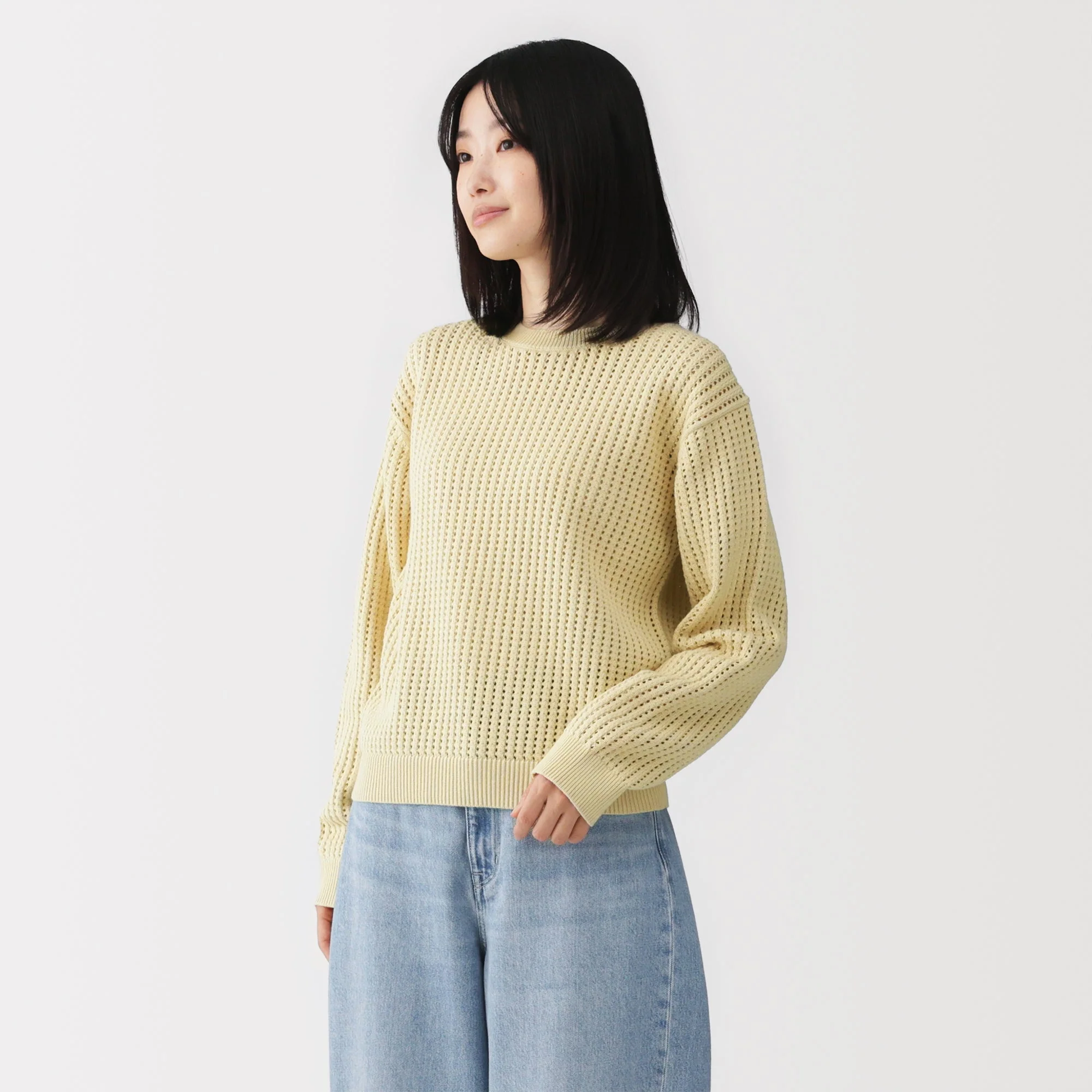Cotton Blend Mesh Sweater - Image 3