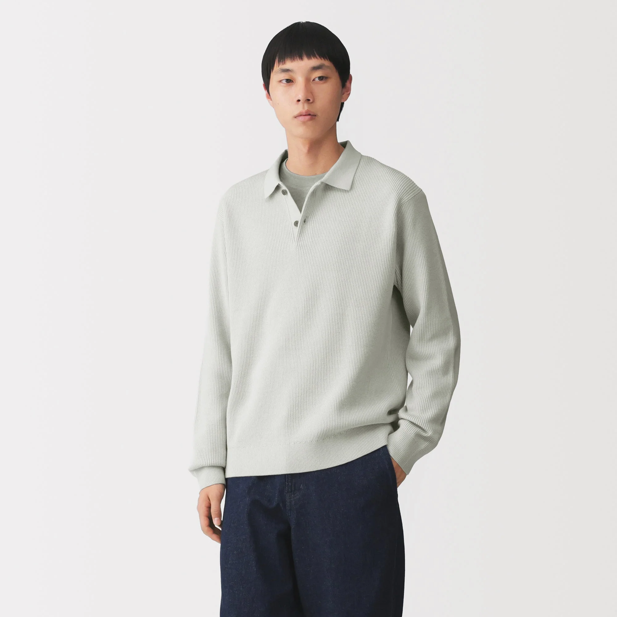 Cotton Blend Polo Sweater - Image 3