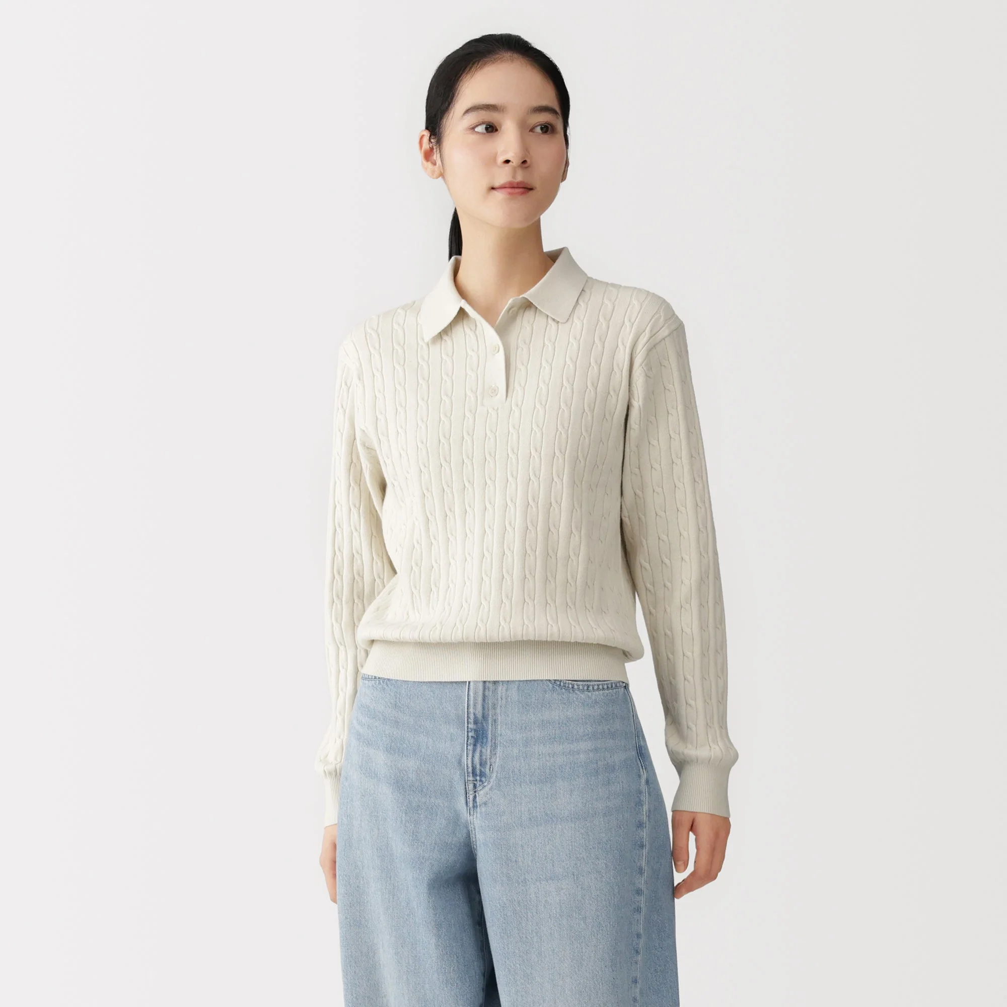 Cotton Blend Polo Sweater