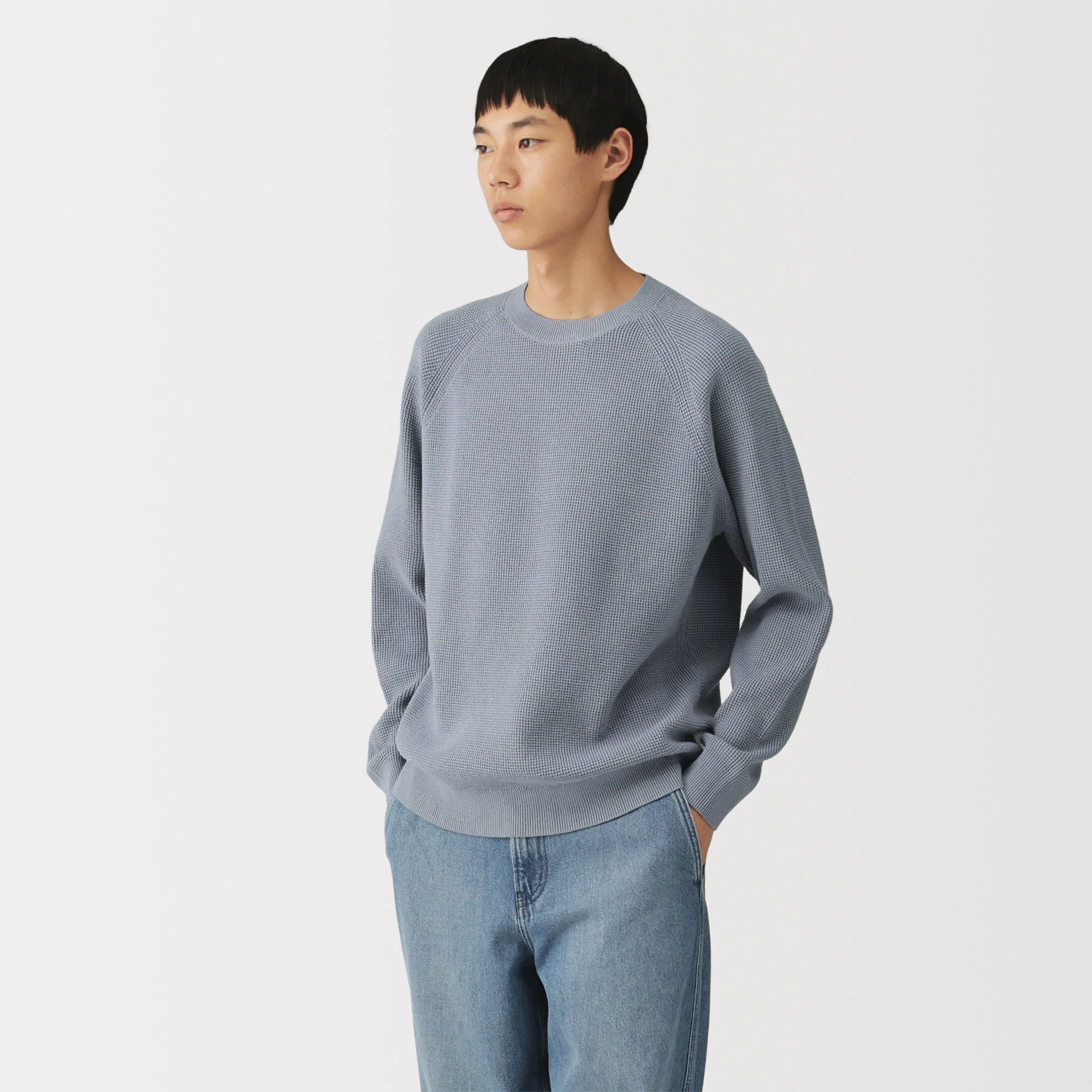 Cotton Blend Waffle Sweater - Image 3