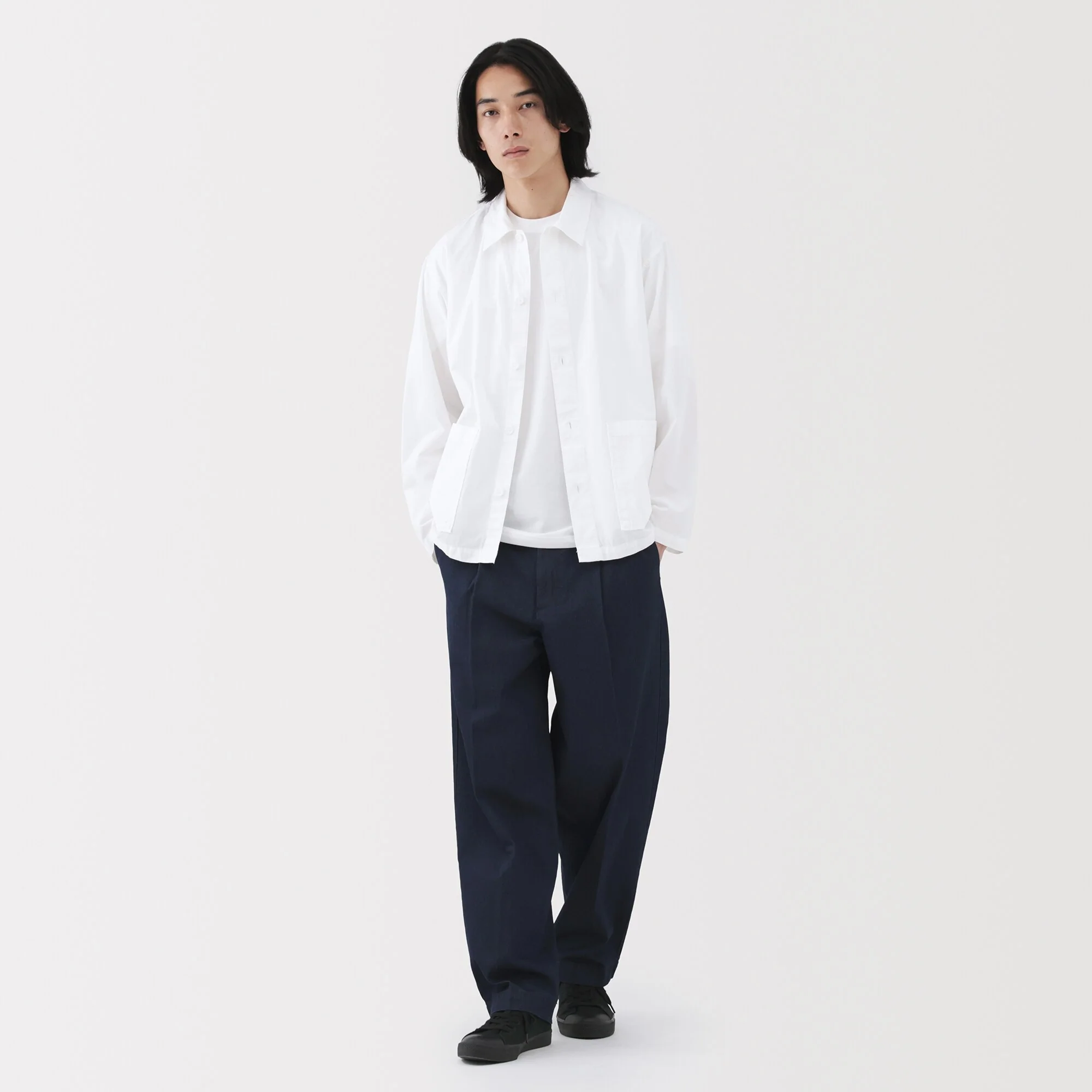 Cotton Denim Wide Pants - Image 4