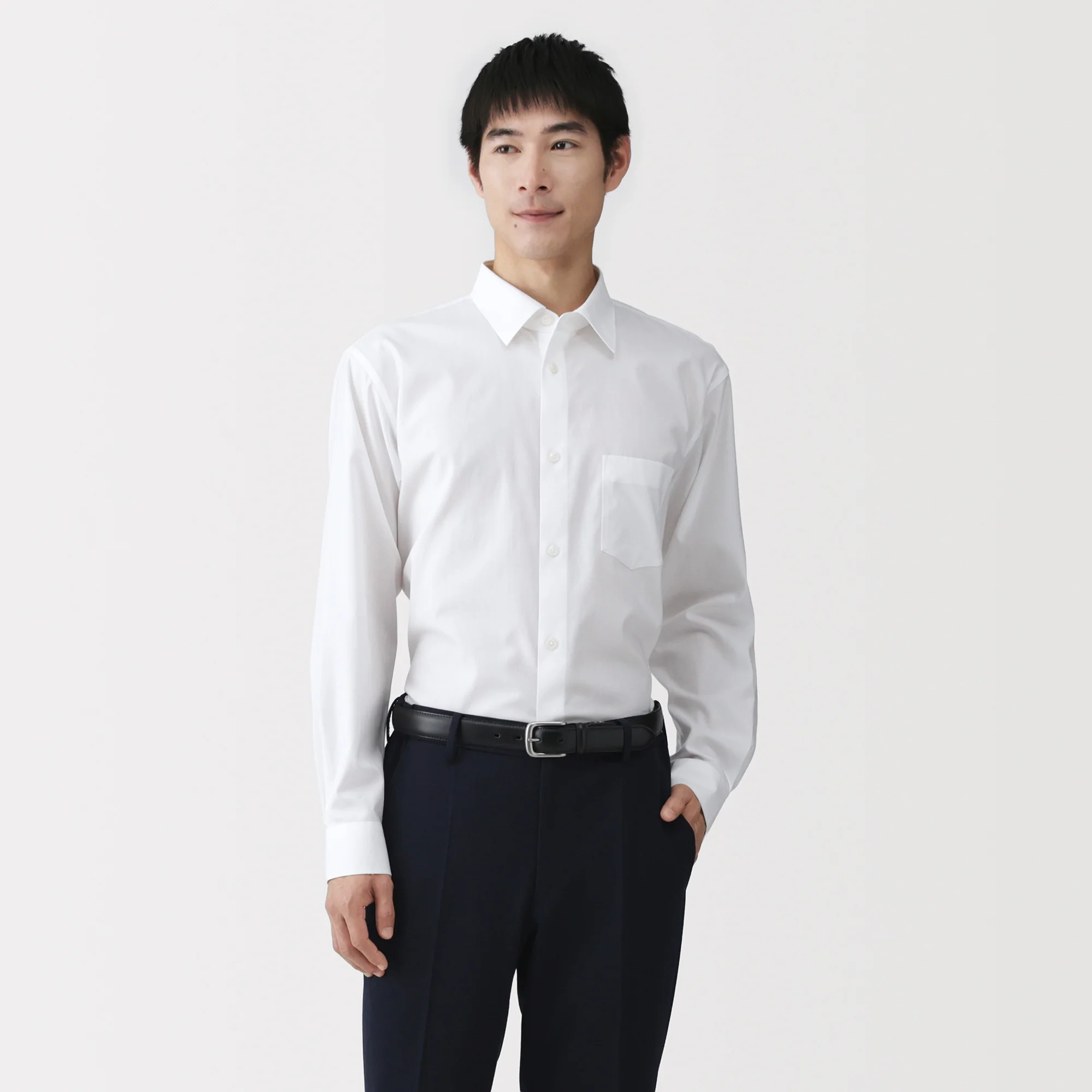 Cotton Semi-Spread Collar Shirt - Image 3