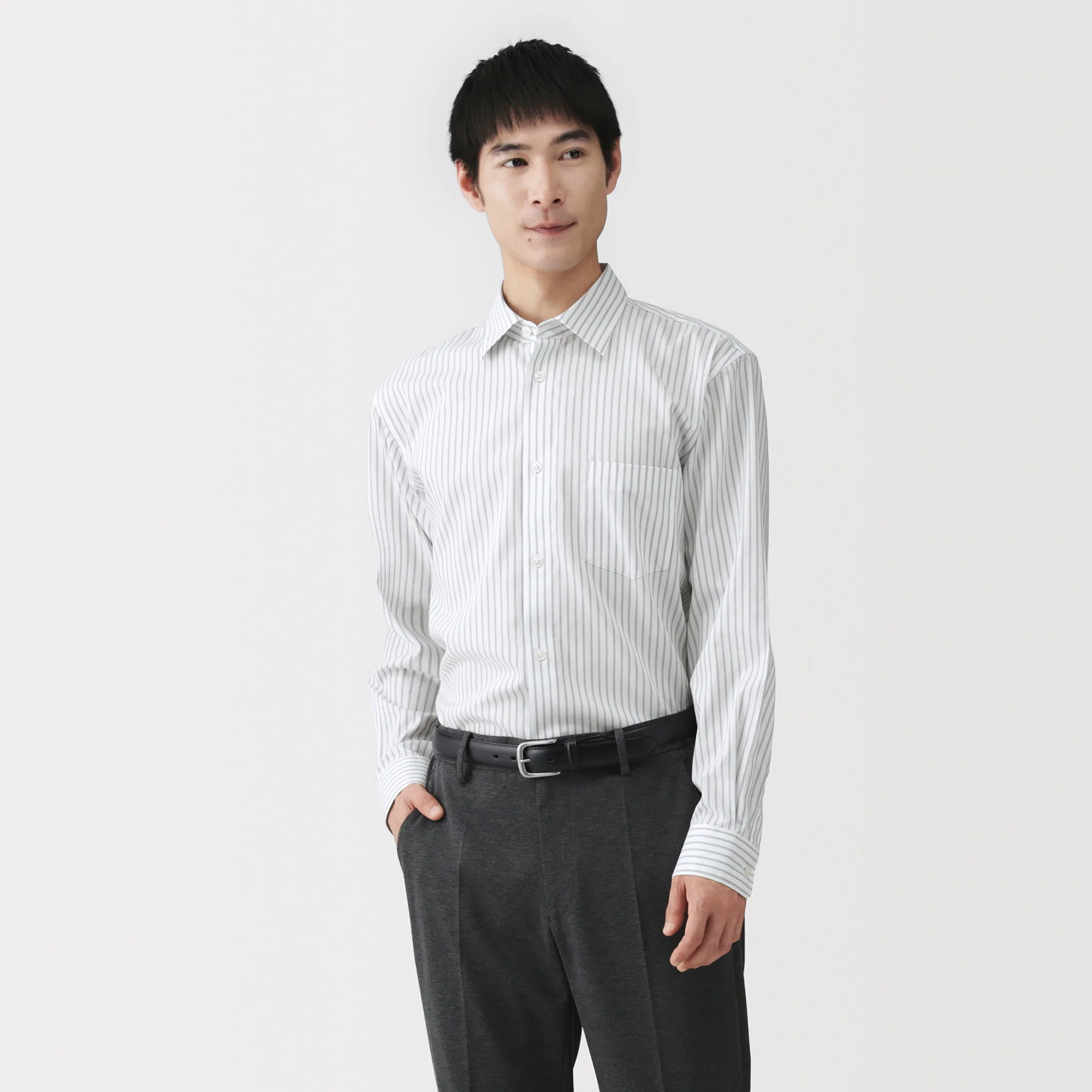 Cotton Semi-Spread Collar Shirt - Image 30