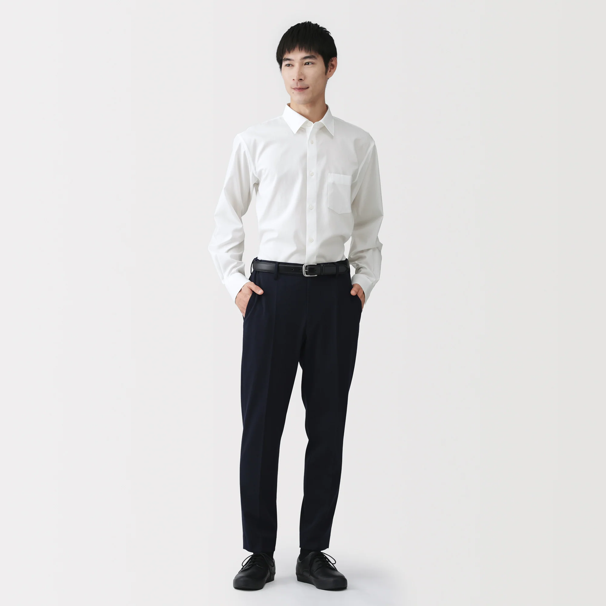 Cotton Semi-Spread Collar Shirt - Image 4
