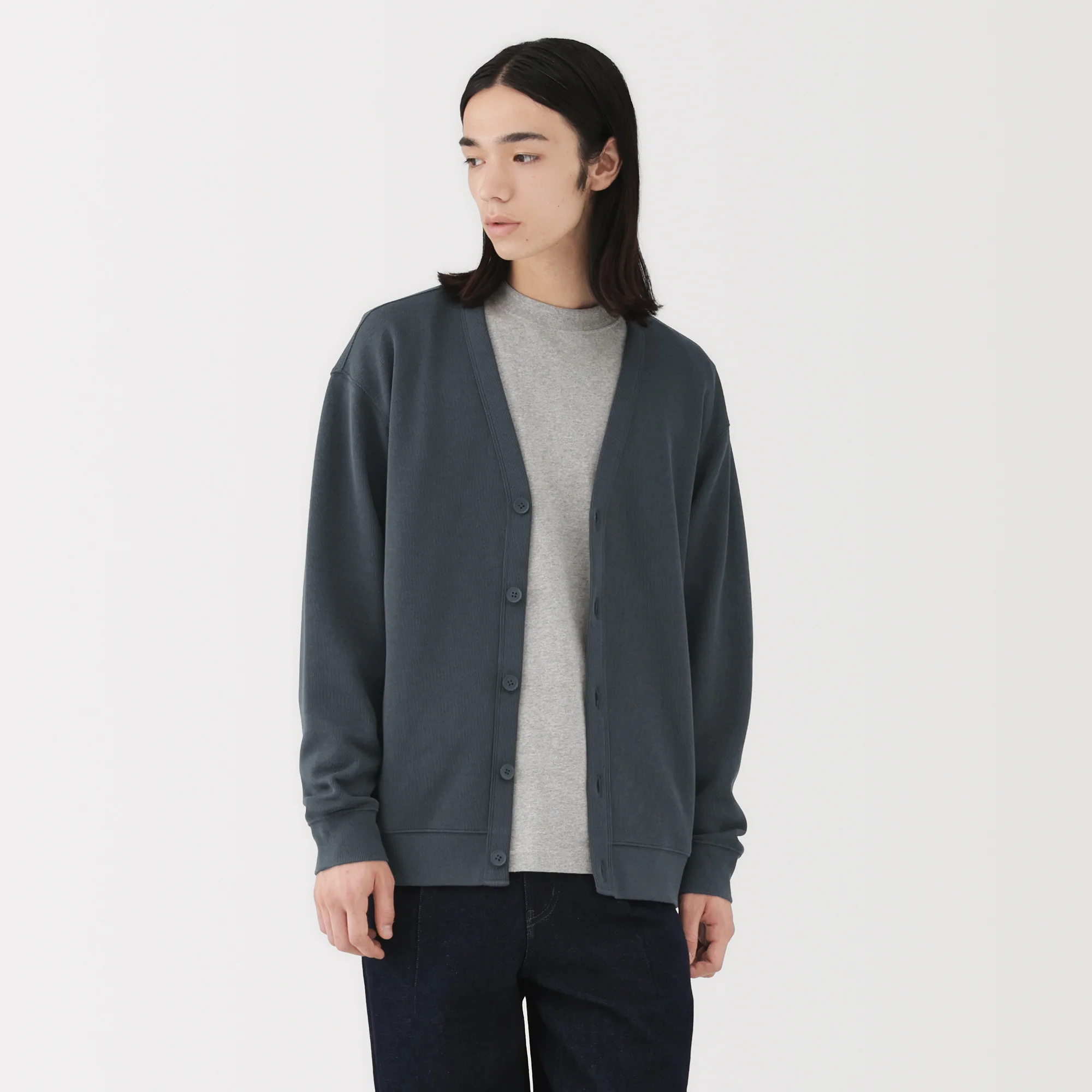 Double Knitted V-Neck Cardigan - Image 3