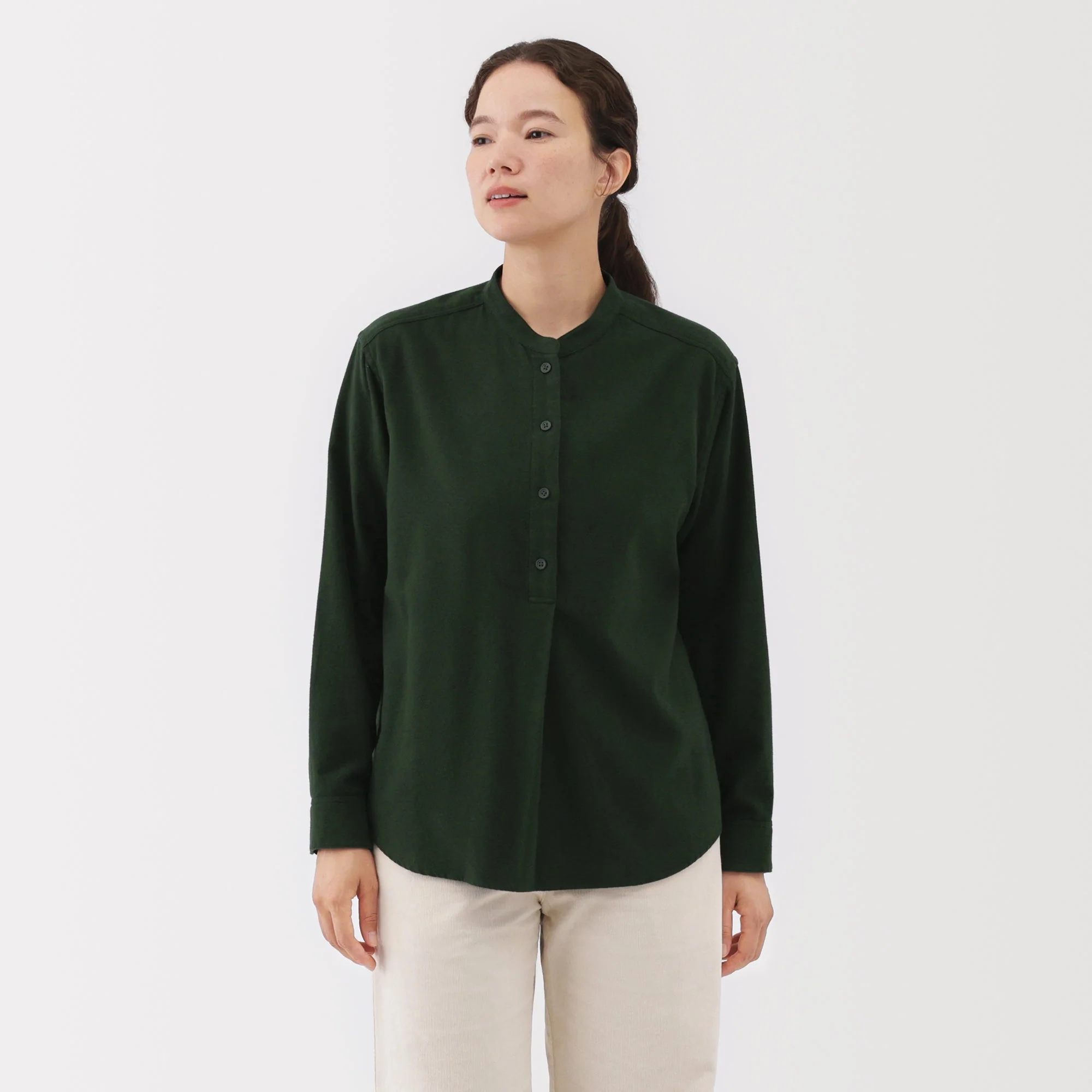 Flannel Stand Collar Blouse - Image 19