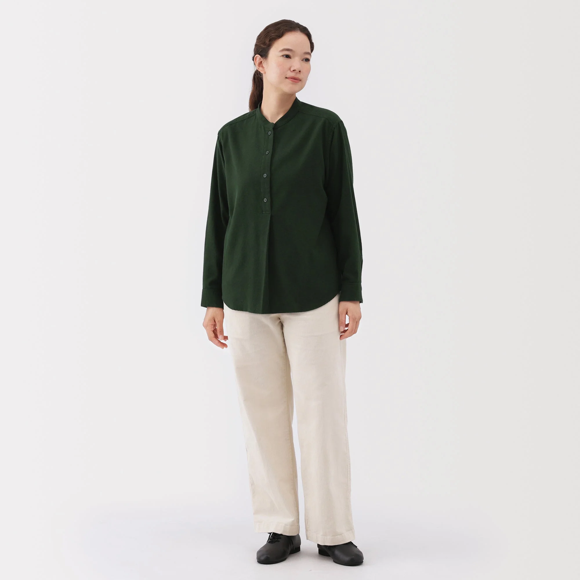 Flannel Stand Collar Blouse - Image 20