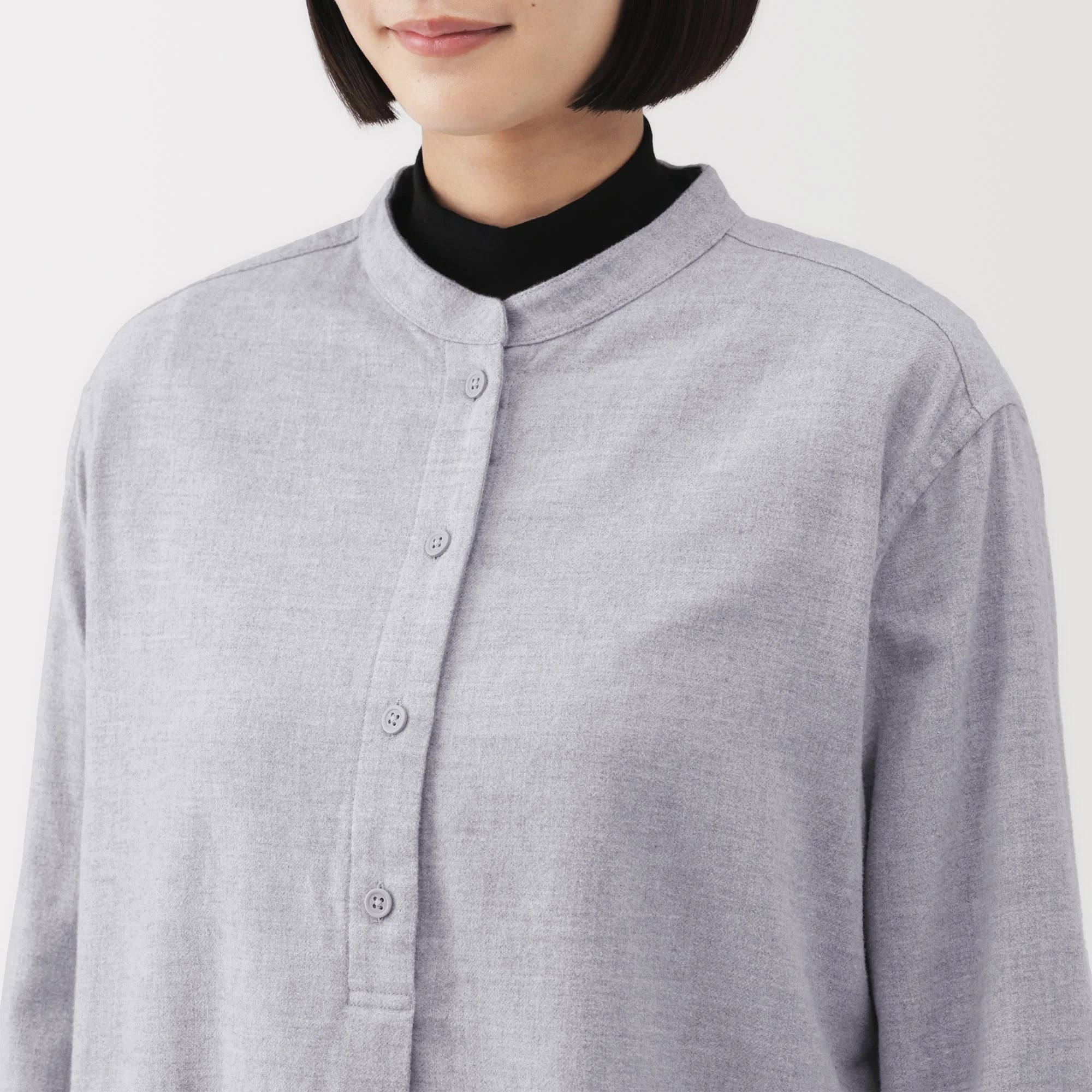 Flannel Stand Collar Blouse - Image 31