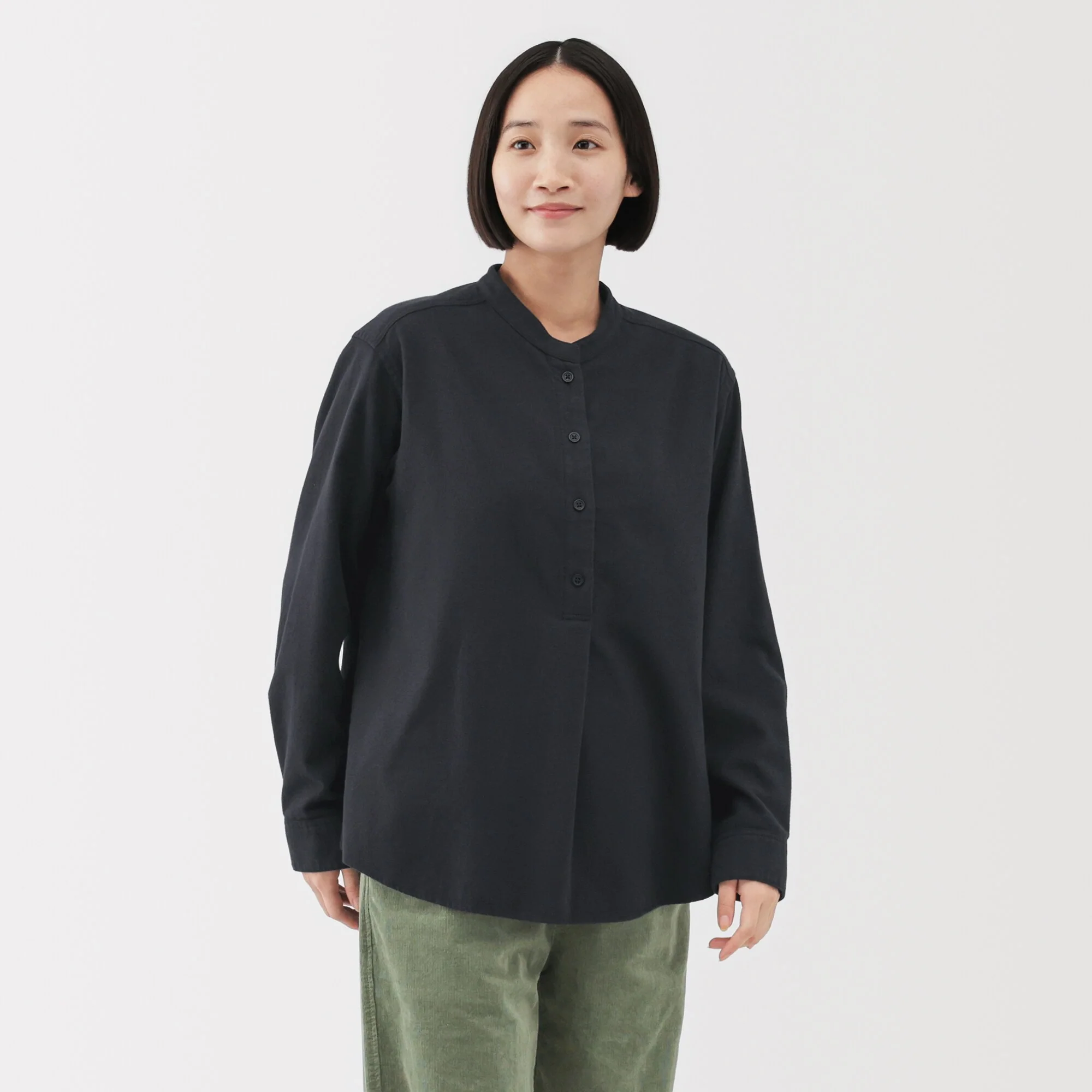 Flannel Stand Collar Blouse - Image 43