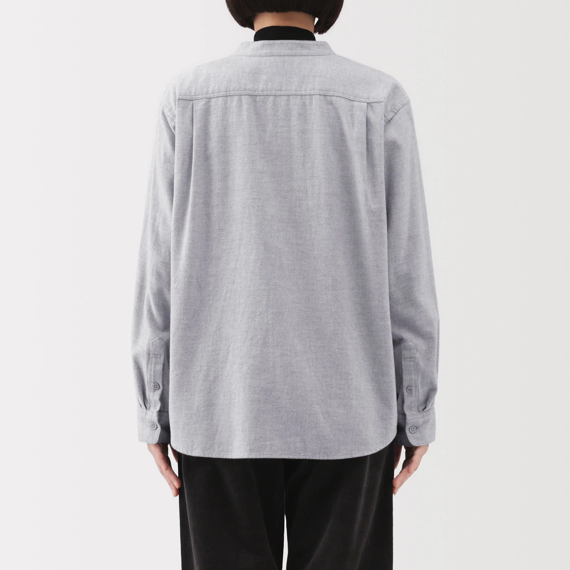 Flannel Stand Collar Blouse - Image 6