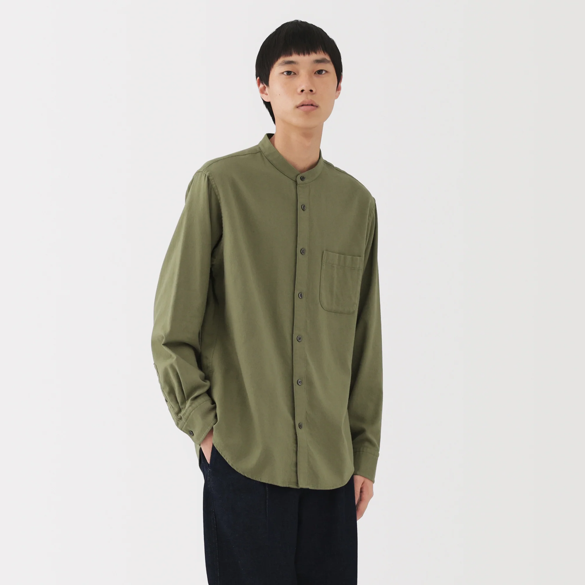 Flannel Stand Collar Shirt - Image 12