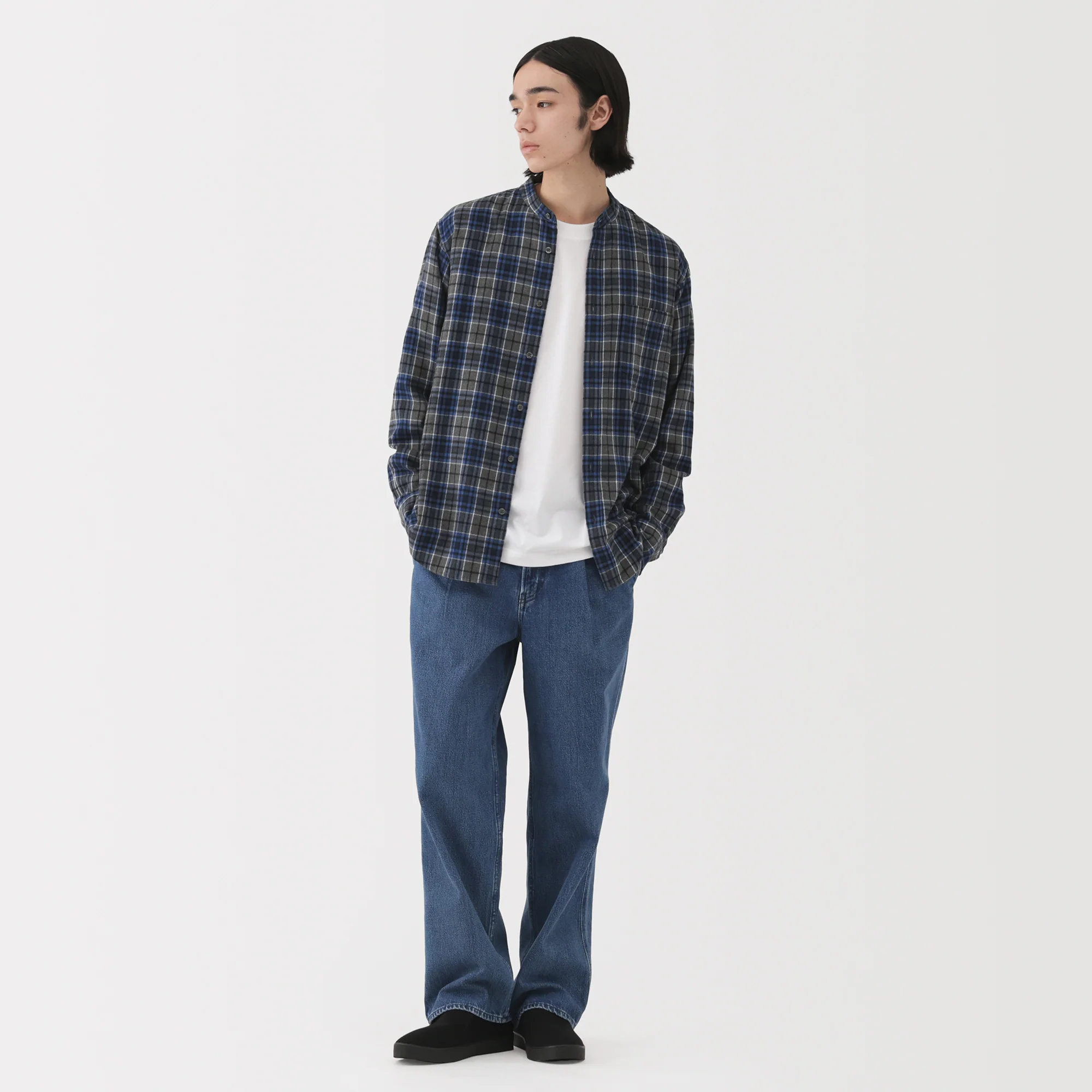 Flannel Stand Collar Shirt - Image 40