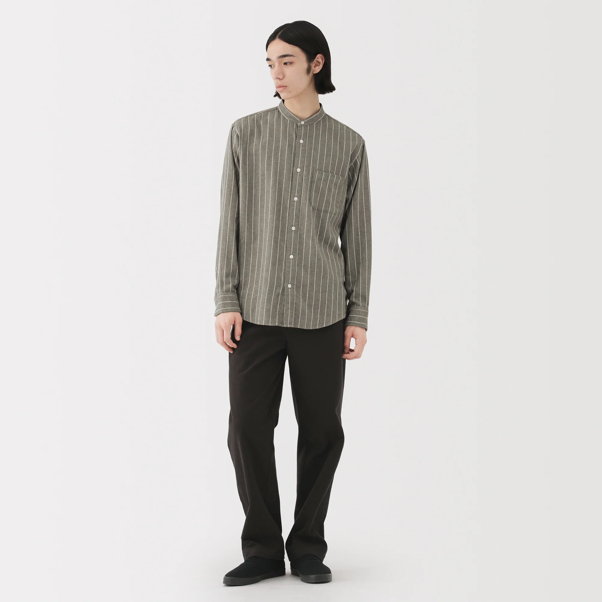 Flannel Stand Collar Shirt - Image 58