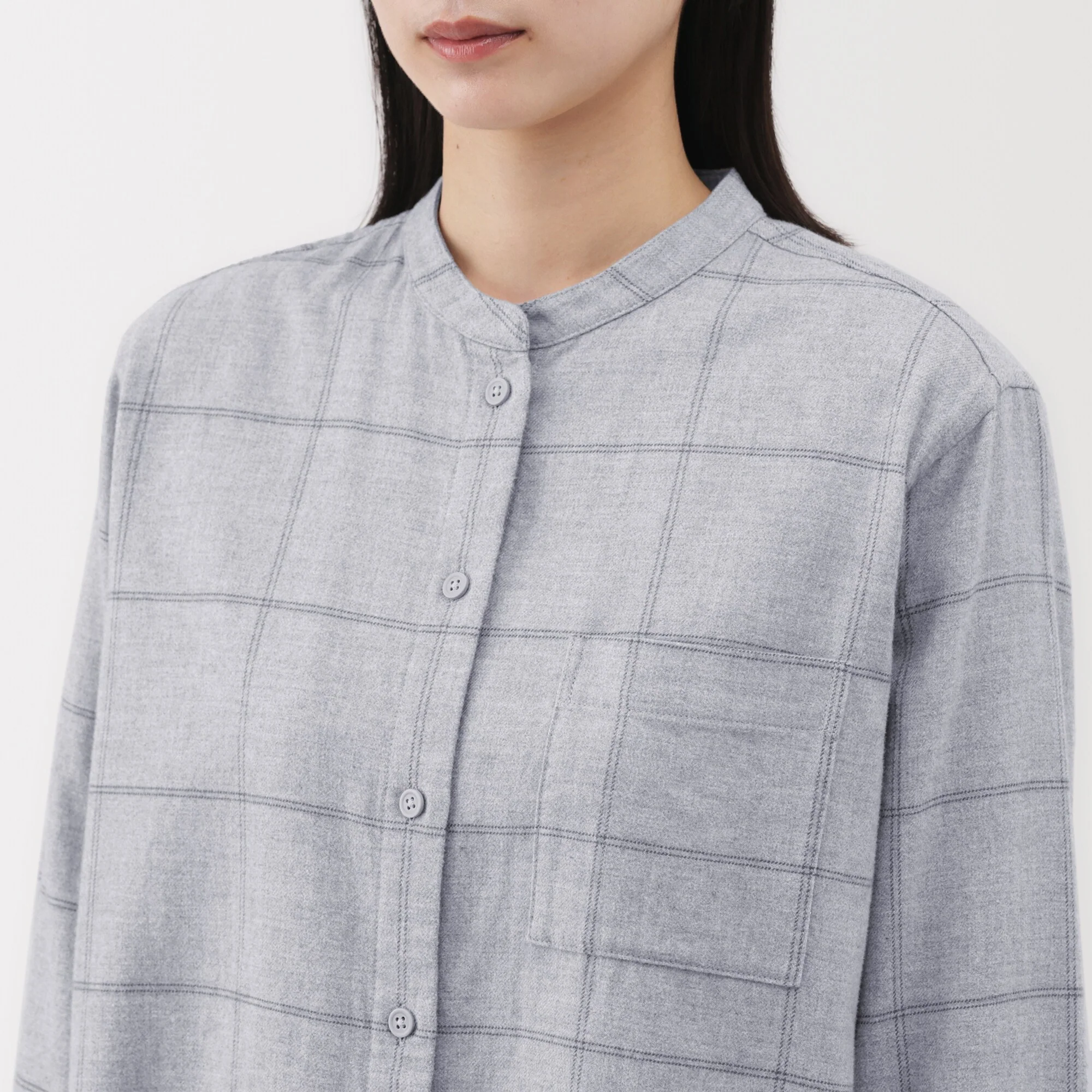 Flannel Stand Collar Shirt - Image 23